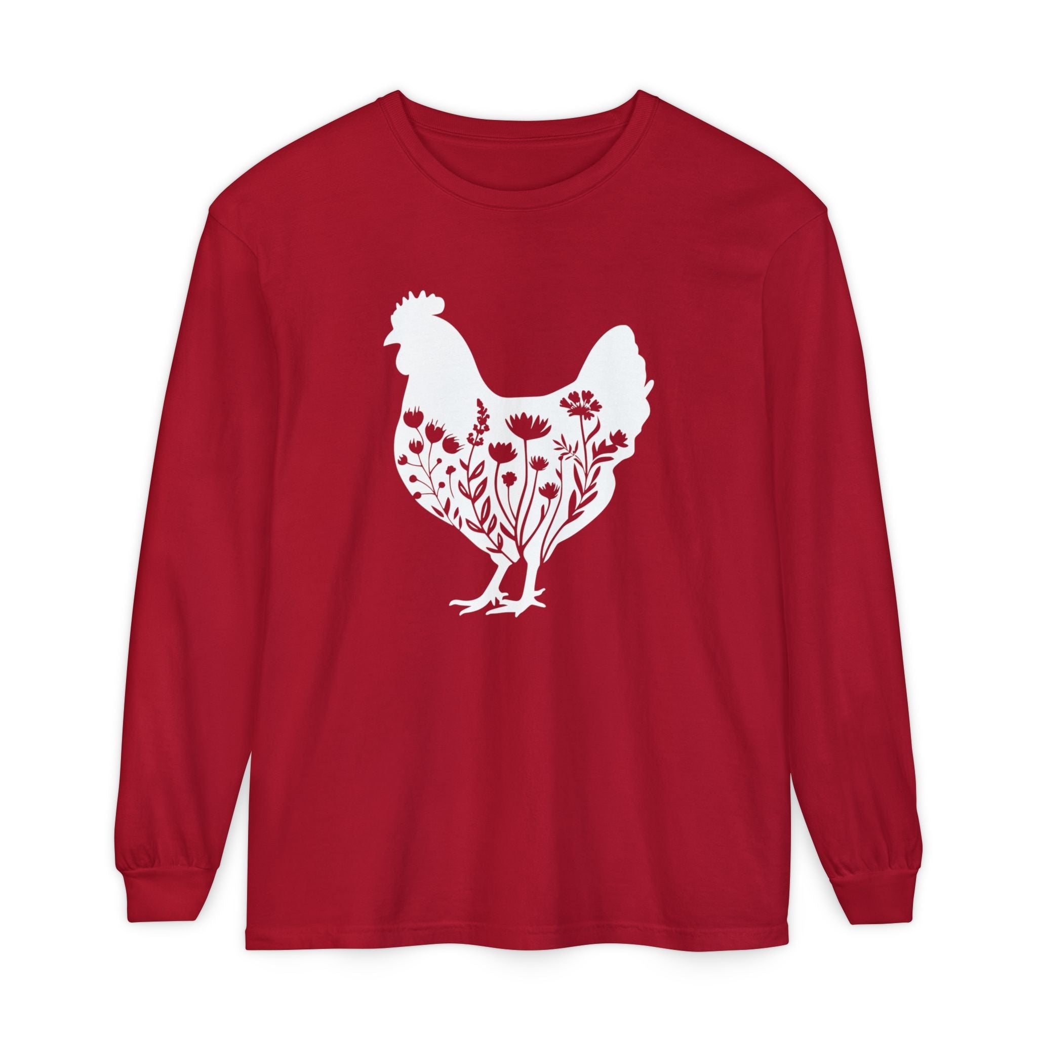Homestead Women's Long Sleeve - Floral Chicken | Long - sleeve by atgodanddesigns