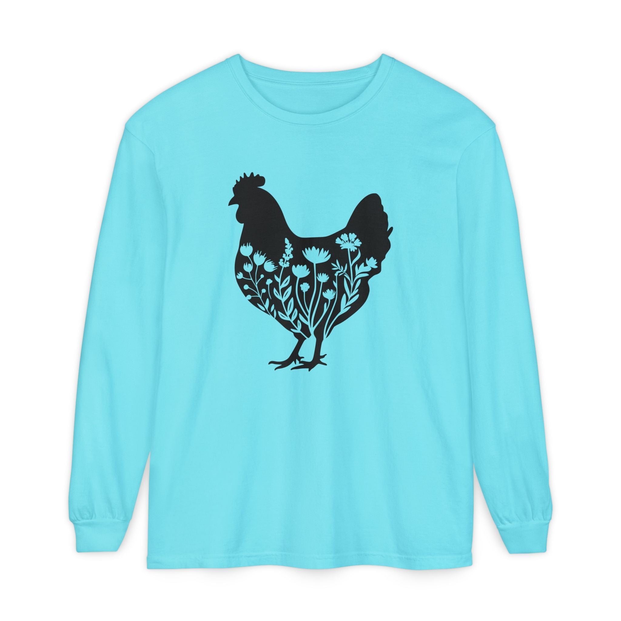 Homestead Women's Long Sleeve - Floral Chicken | Long - sleeve by atgodanddesigns