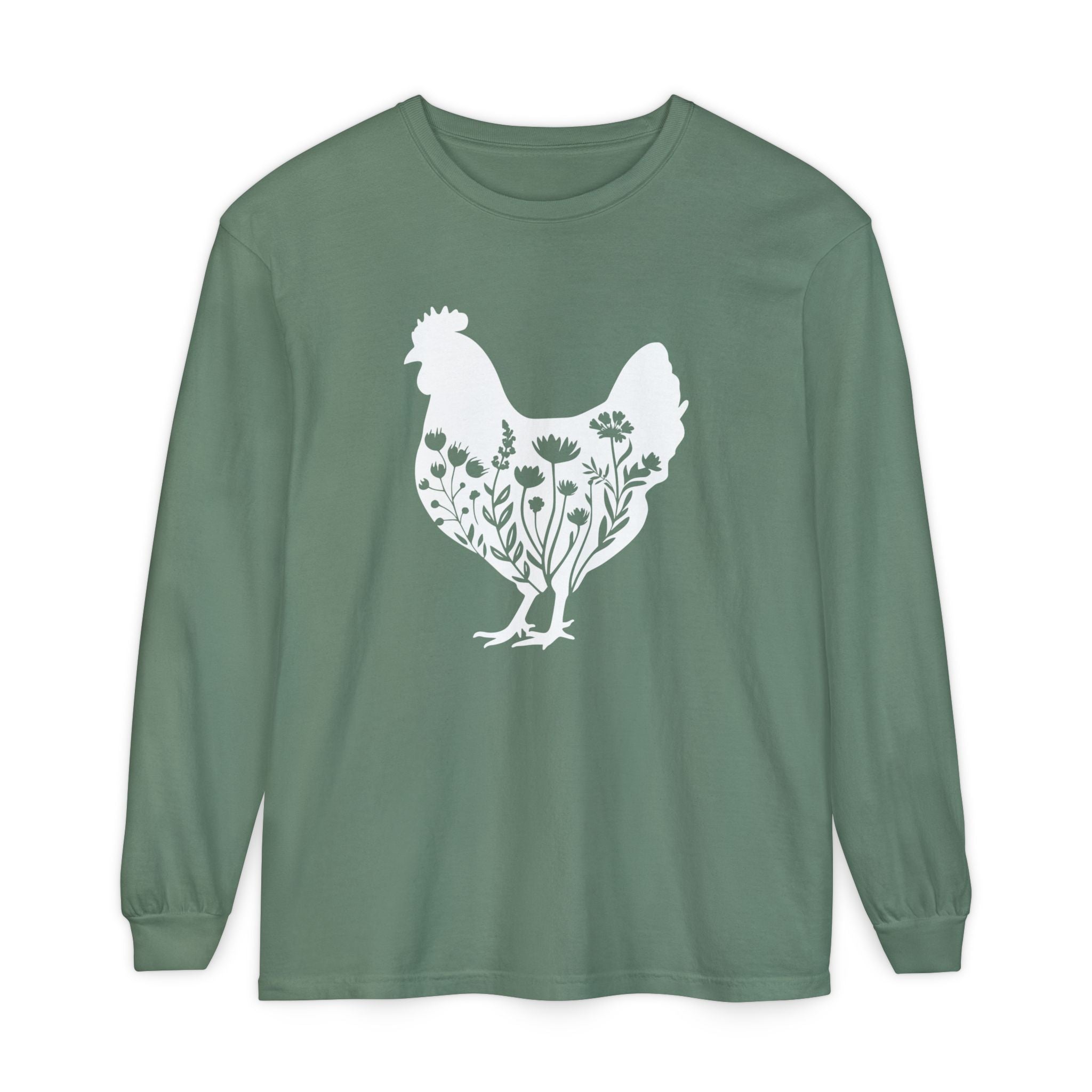 Homestead Women's Long Sleeve - Floral Chicken | Long - sleeve by atgodanddesigns
