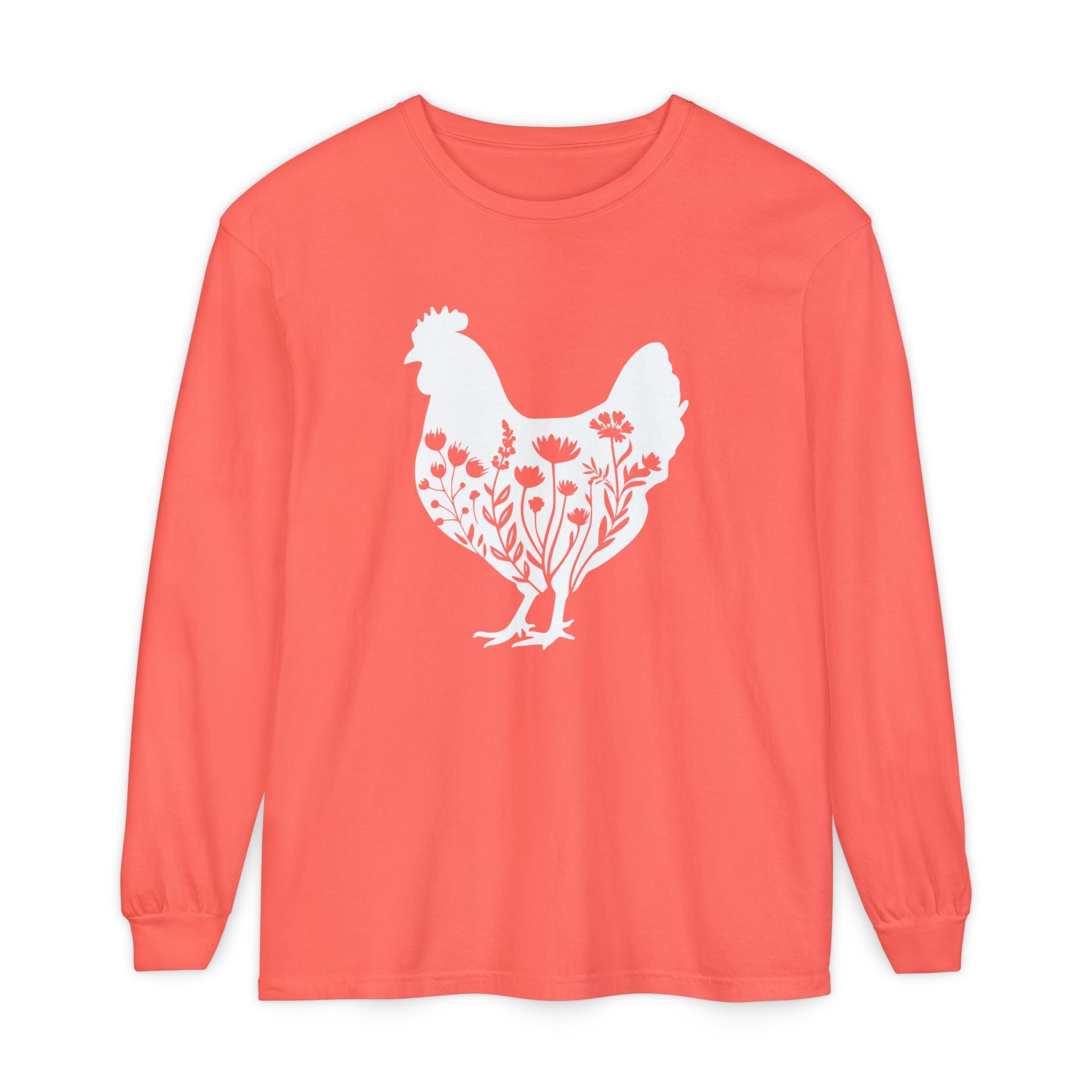 Homestead Women's Long Sleeve - Floral Chicken | Long - sleeve by atgodanddesigns