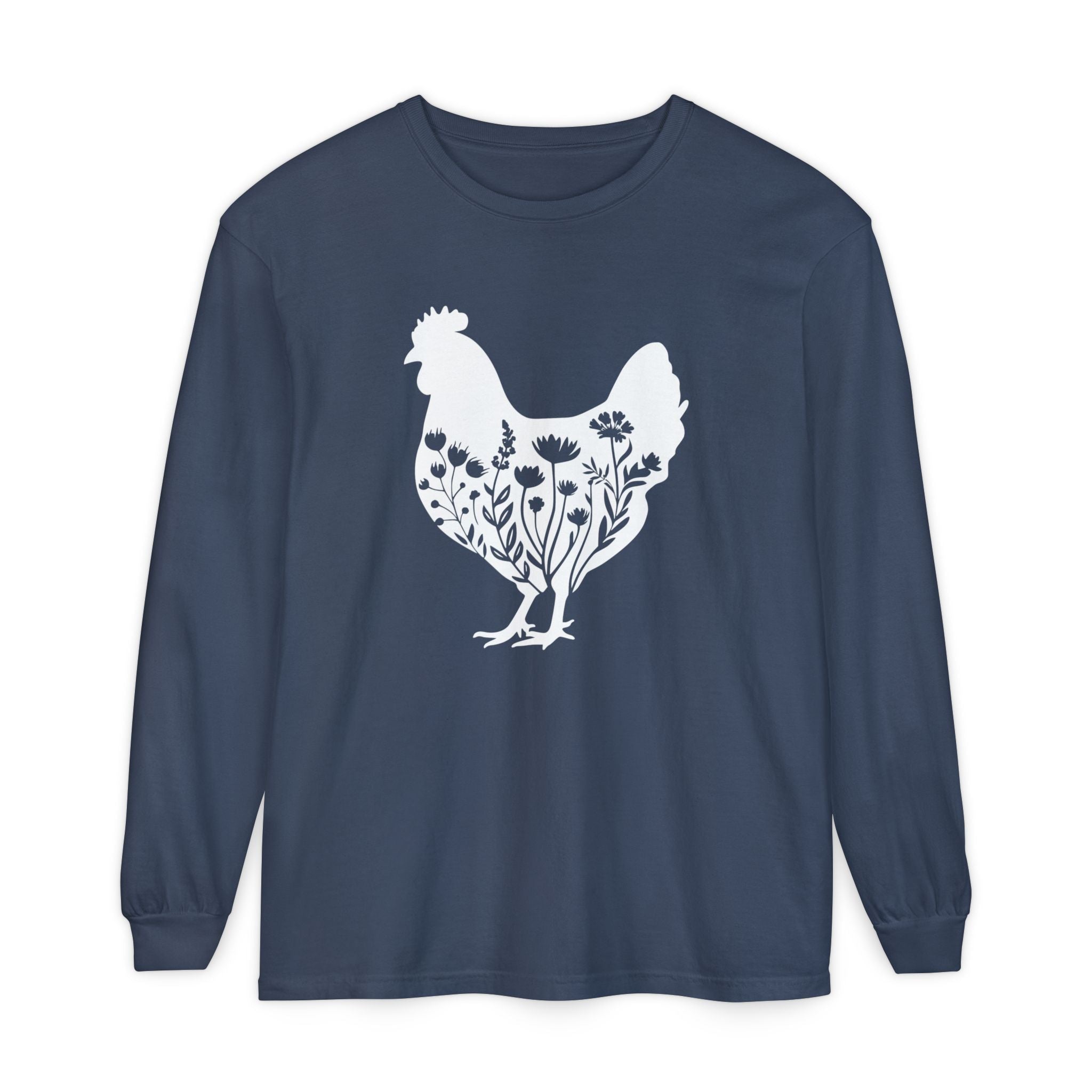 Homestead Women's Long Sleeve - Floral Chicken | Long - sleeve by atgodanddesigns