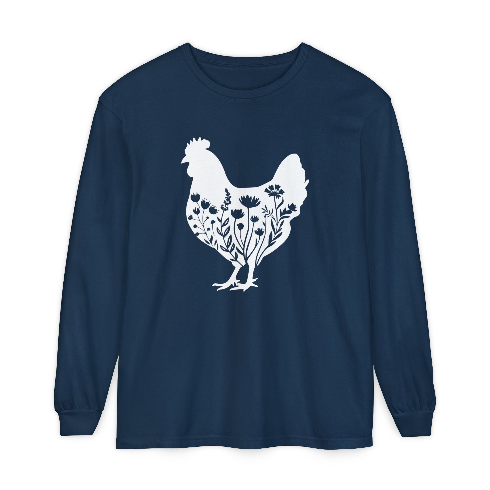 Homestead Women's Long Sleeve - Floral Chicken | Long - sleeve by atgodanddesigns
