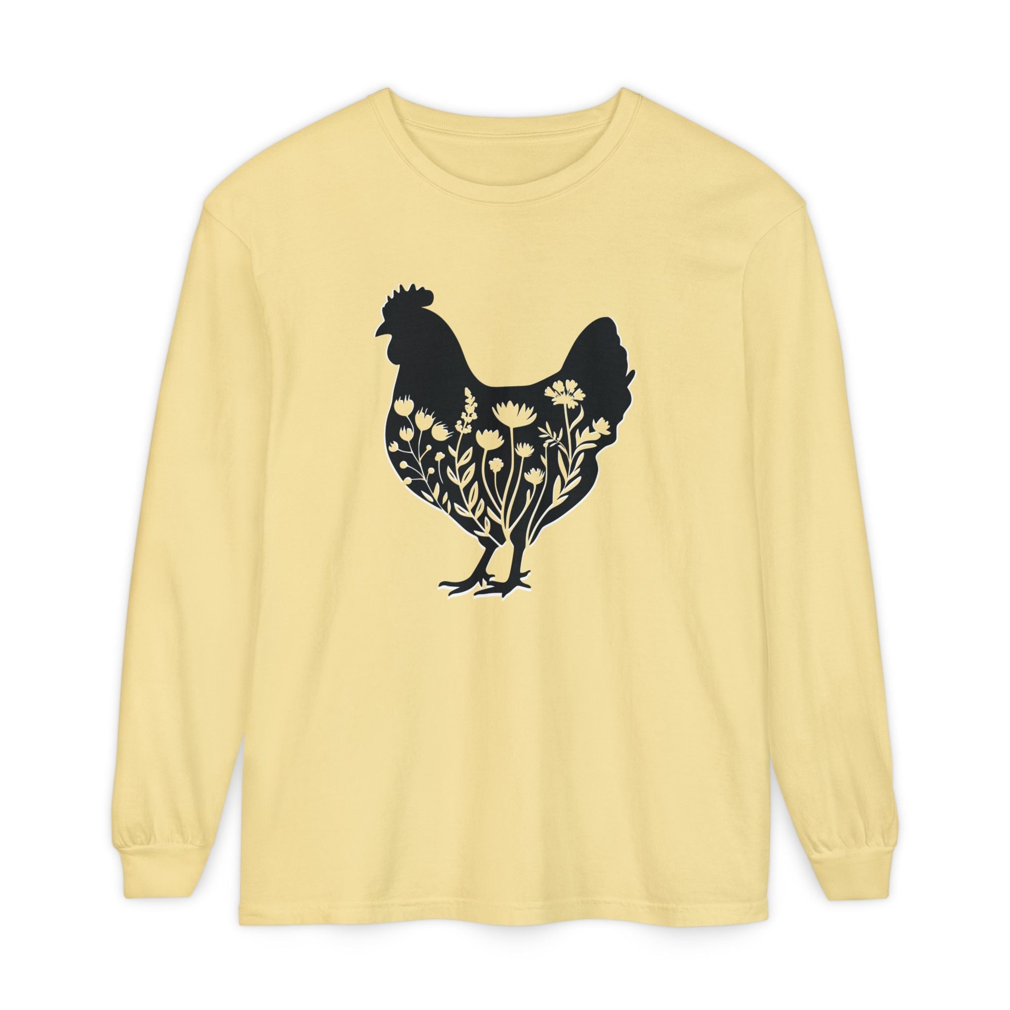 Homestead Women's Long Sleeve - Floral Chicken | Long - sleeve by atgodanddesigns