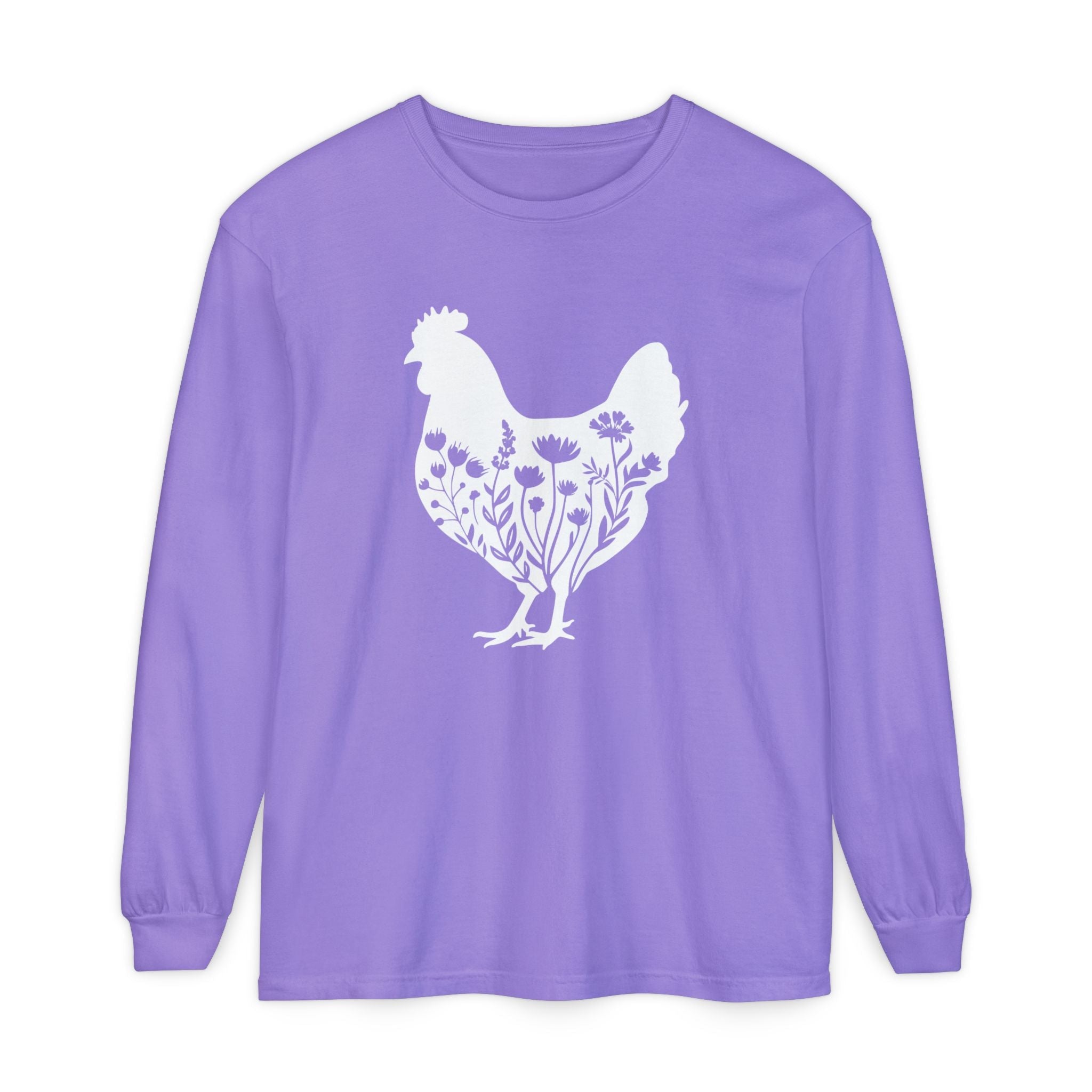 Homestead Women's Long Sleeve - Floral Chicken | Long - sleeve by atgodanddesigns
