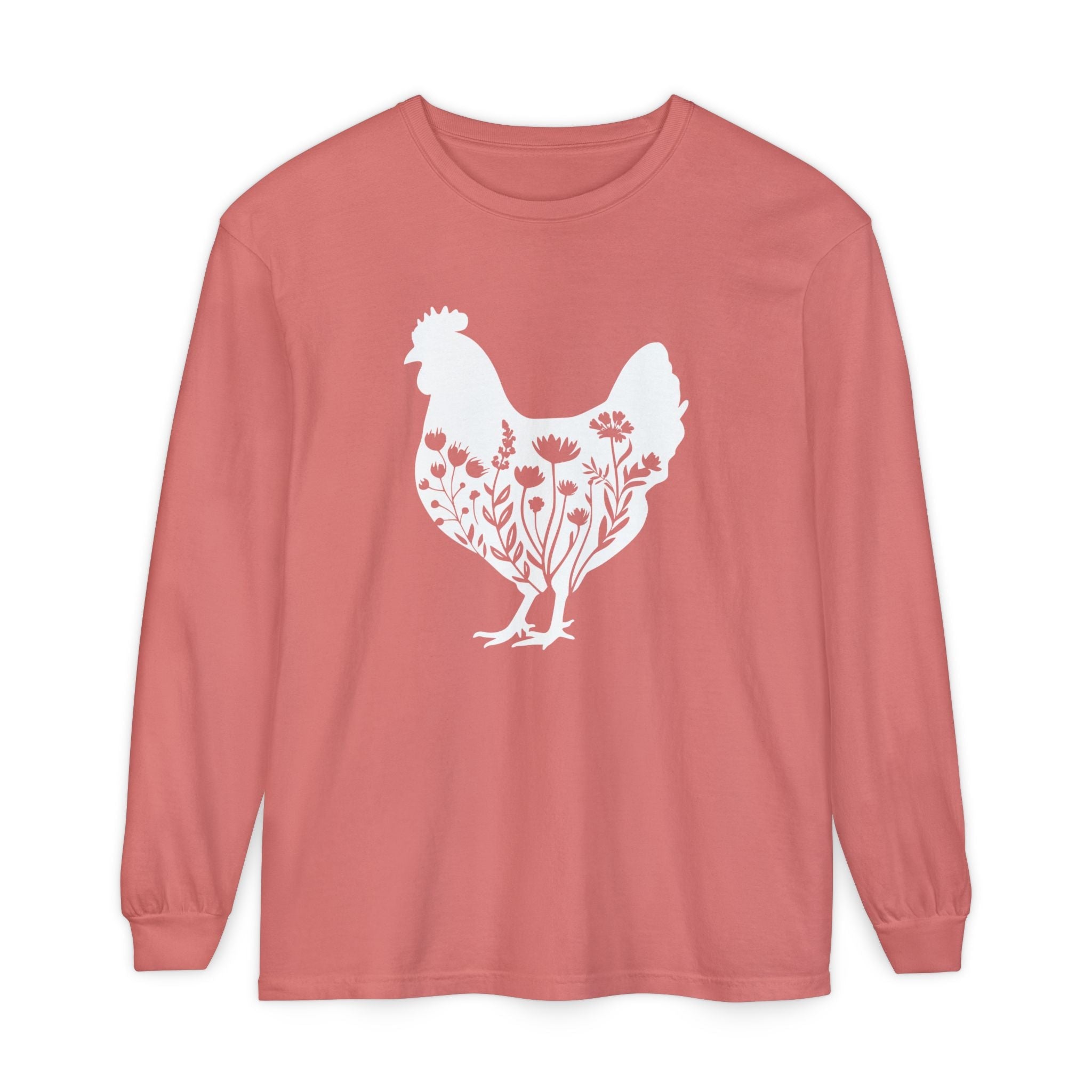 Homestead Women's Long Sleeve - Floral Chicken | Long - sleeve by atgodanddesigns