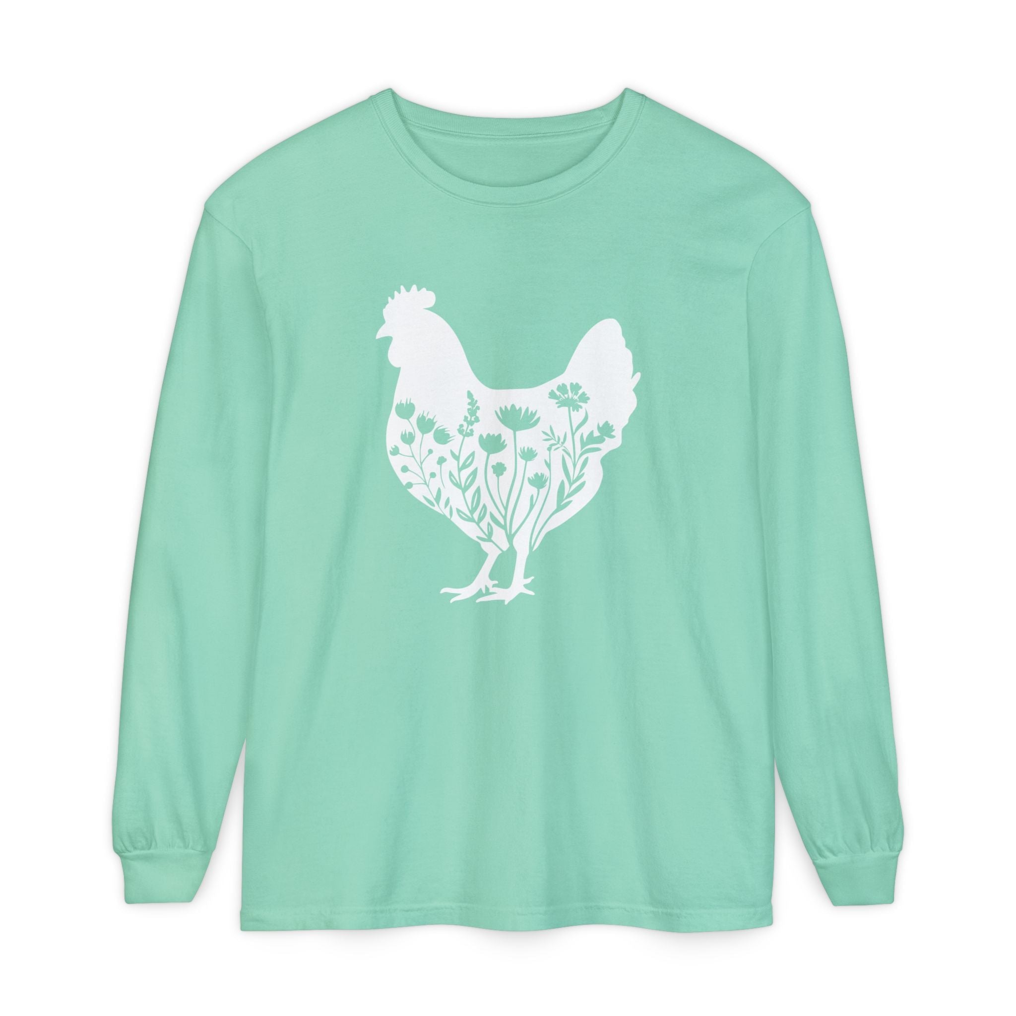 Homestead Women's Long Sleeve - Floral Chicken | Long - sleeve by atgodanddesigns