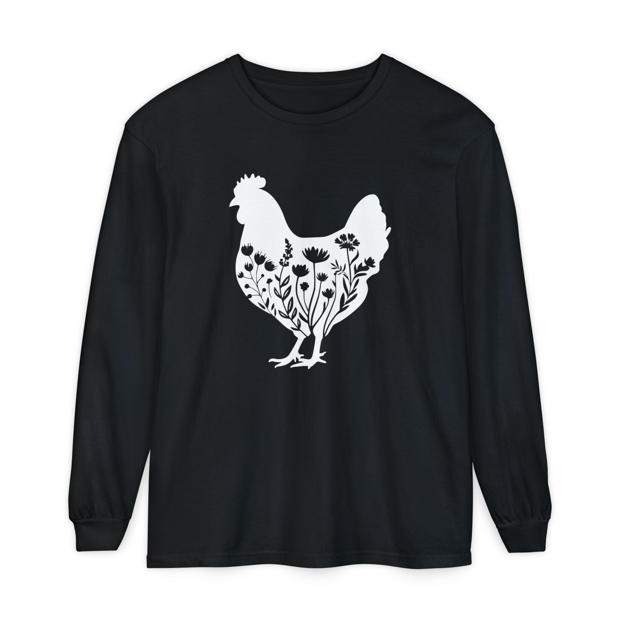 Homestead Women's Long Sleeve - Floral Chicken | Long - sleeve by atgodanddesigns