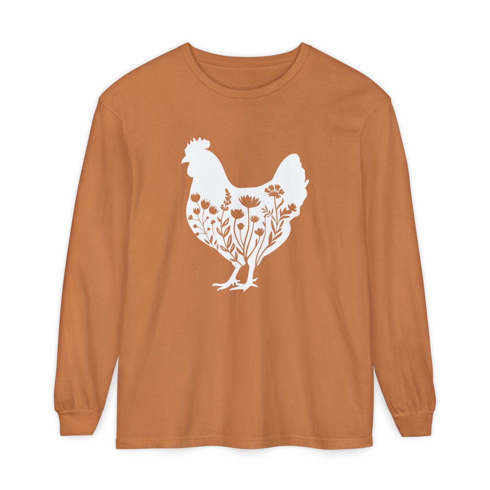 Homestead Women's Long Sleeve - Floral Chicken | Long - sleeve by atgodanddesigns