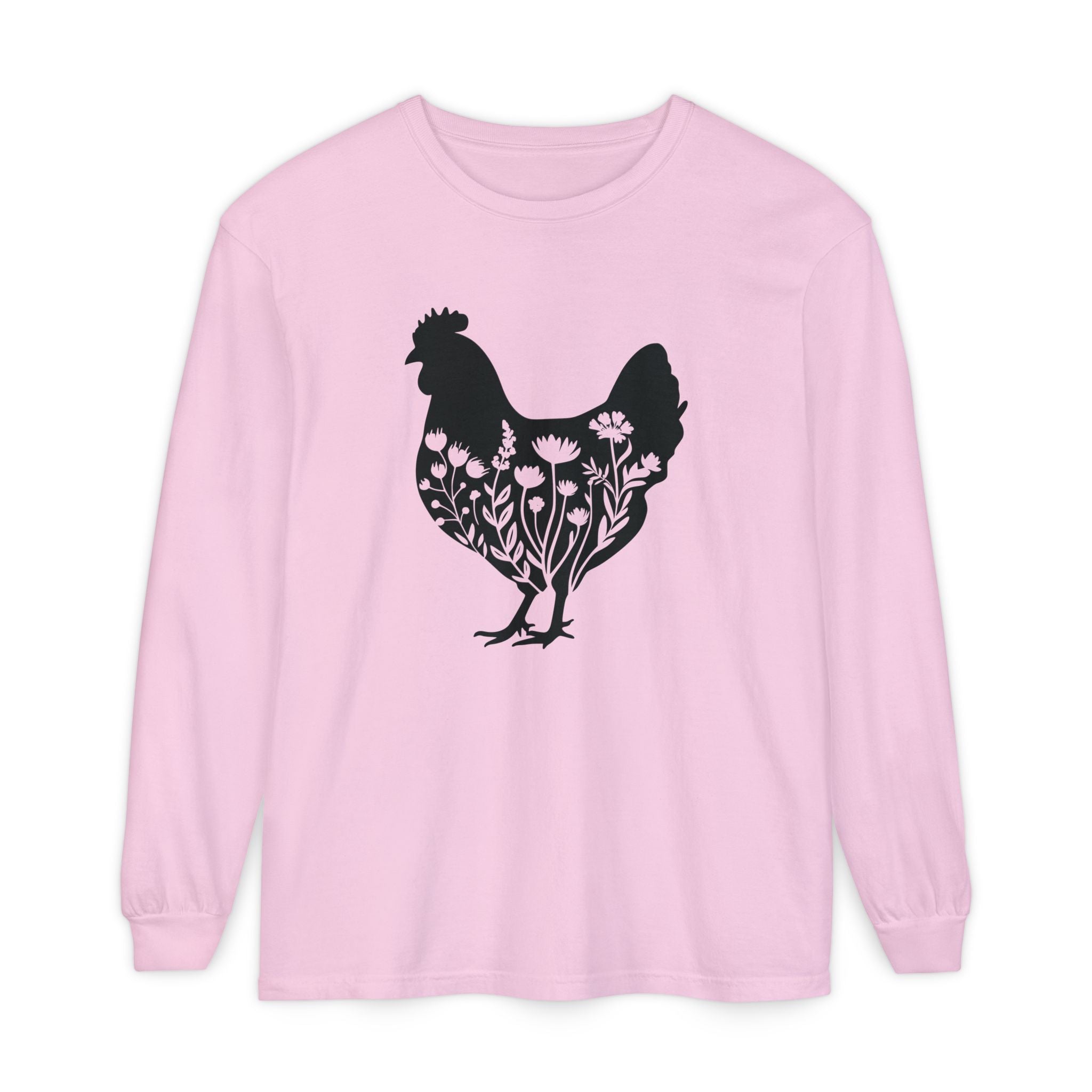 Homestead Women's Long Sleeve - Floral Chicken | Long - sleeve by atgodanddesigns