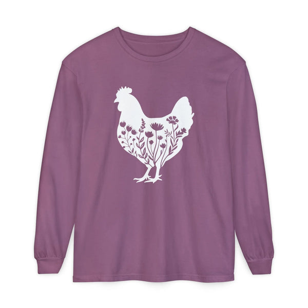 Homestead Women's Long Sleeve - Floral Chicken | Long - sleeve by atgodanddesigns