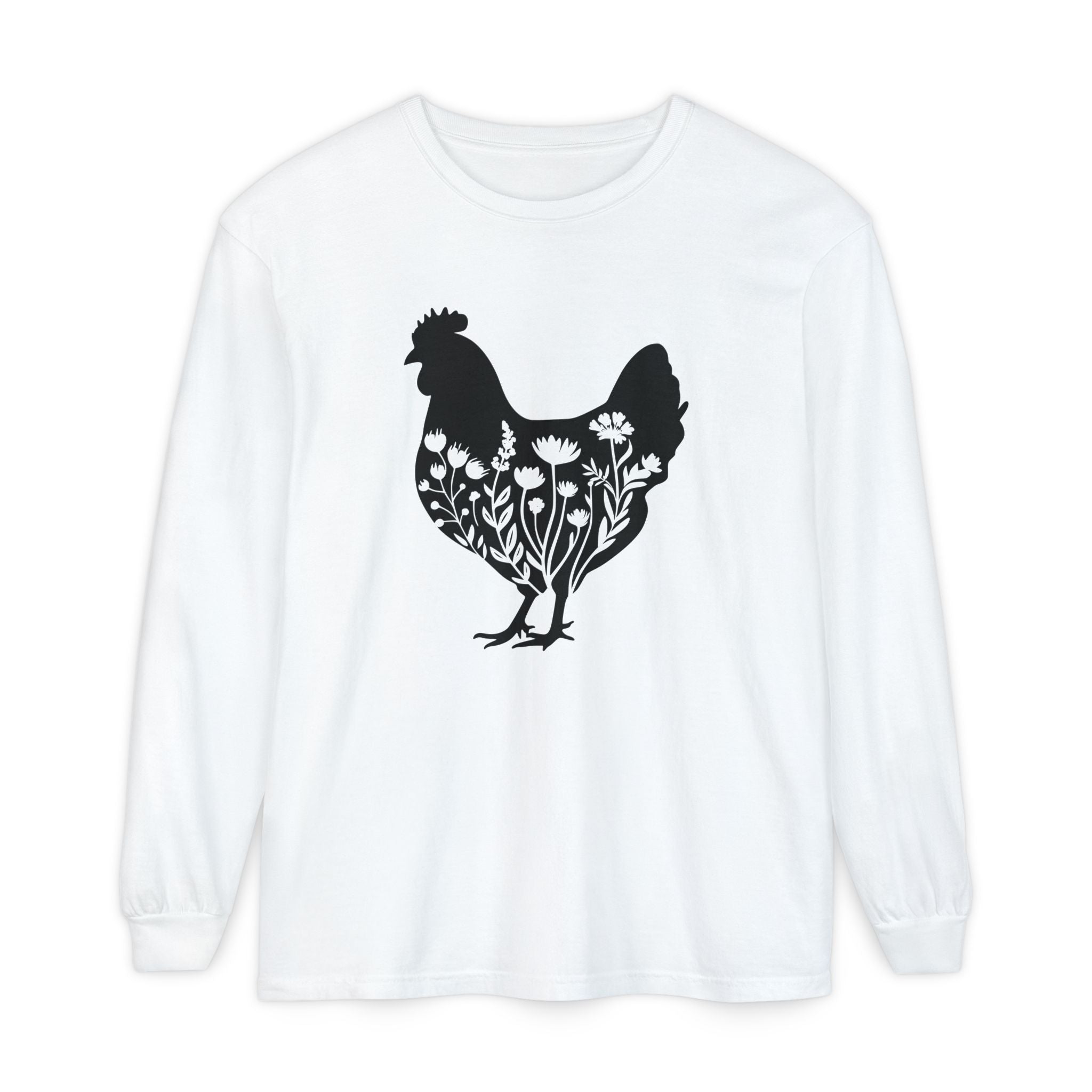 Homestead Women's Long Sleeve - Floral Chicken | Long - sleeve by atgodanddesigns