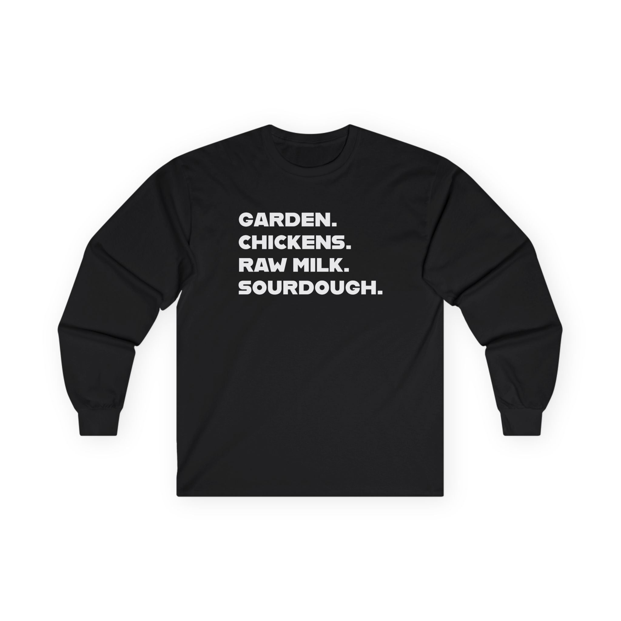 Homestead Women's Long Sleeve - GRADEN. CHICKEN. RAW MILK. SOURDOUGH. | Long - sleeve by atgodanddesigns