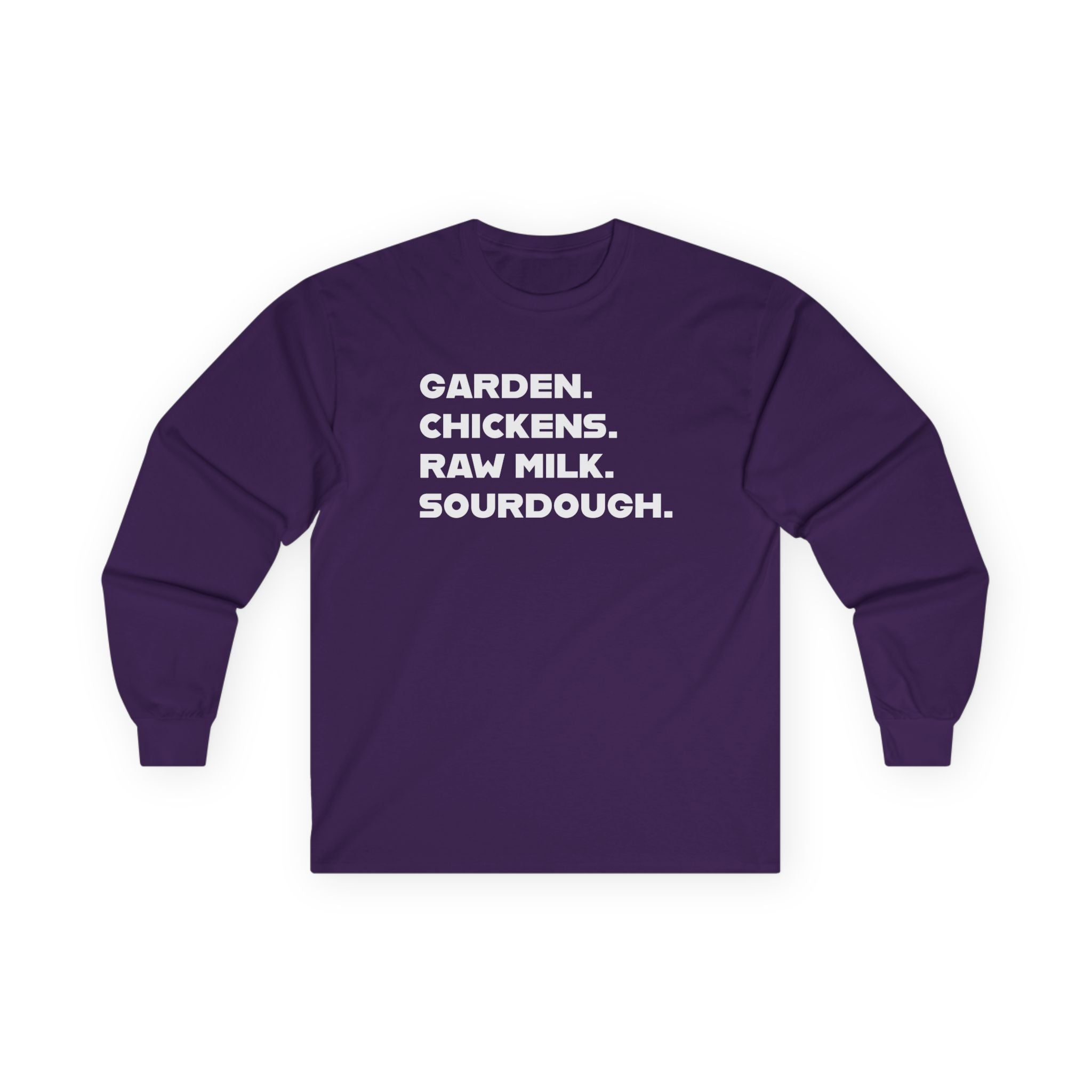 Homestead Women's Long Sleeve - GRADEN. CHICKEN. RAW MILK. SOURDOUGH. | Long - sleeve by atgodanddesigns