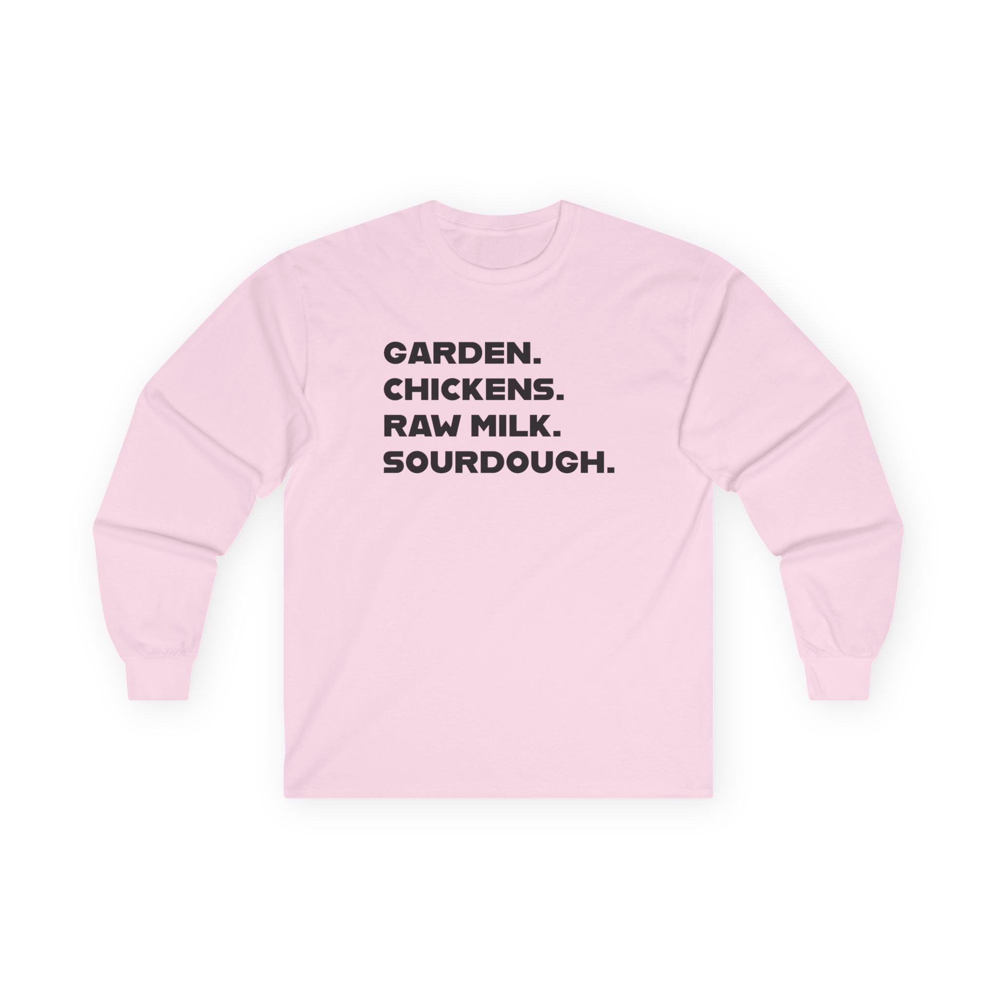 Homestead Women's Long Sleeve - GRADEN. CHICKEN. RAW MILK. SOURDOUGH. | Long - sleeve by atgodanddesigns