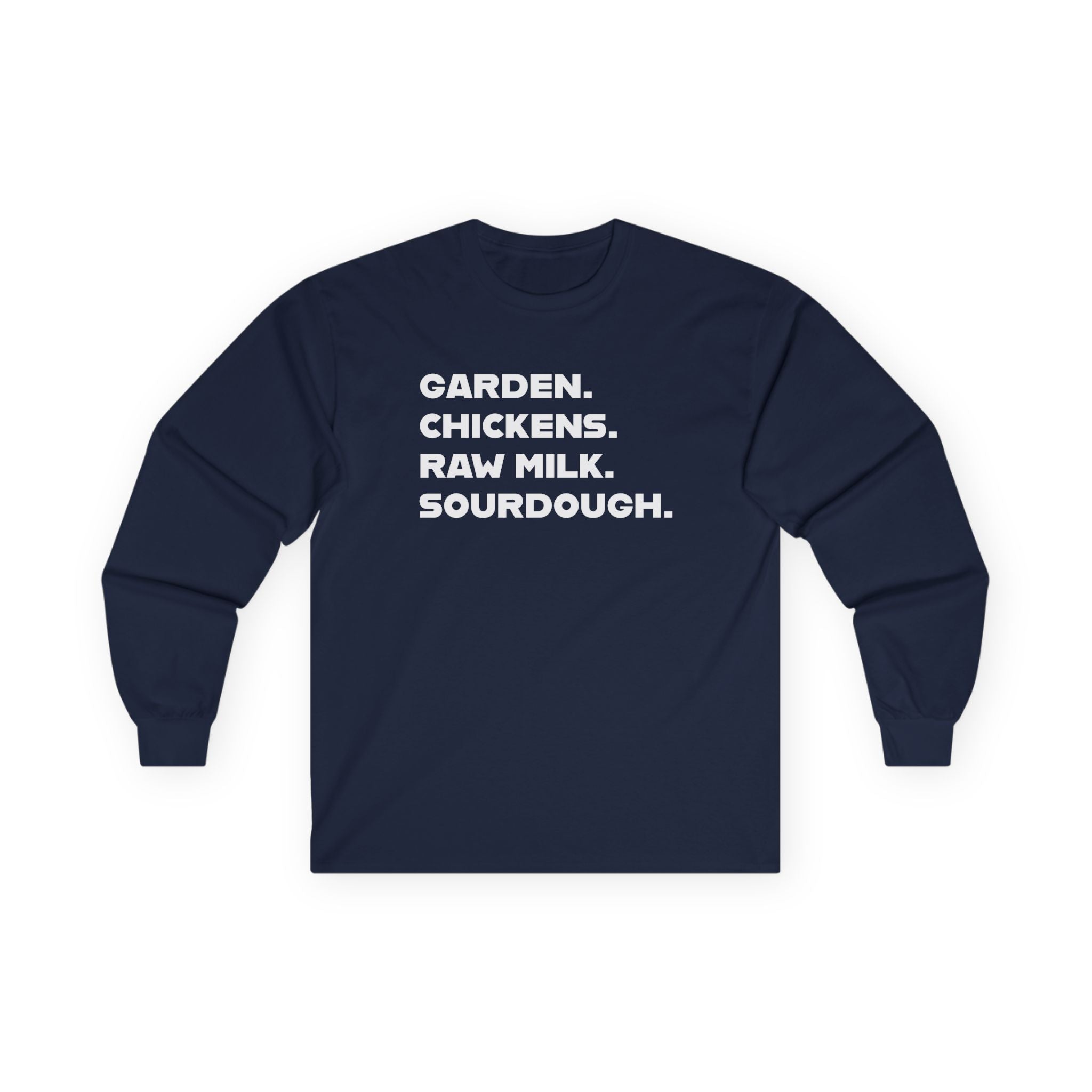 Homestead Women's Long Sleeve - GRADEN. CHICKEN. RAW MILK. SOURDOUGH. | Long - sleeve by atgodanddesigns