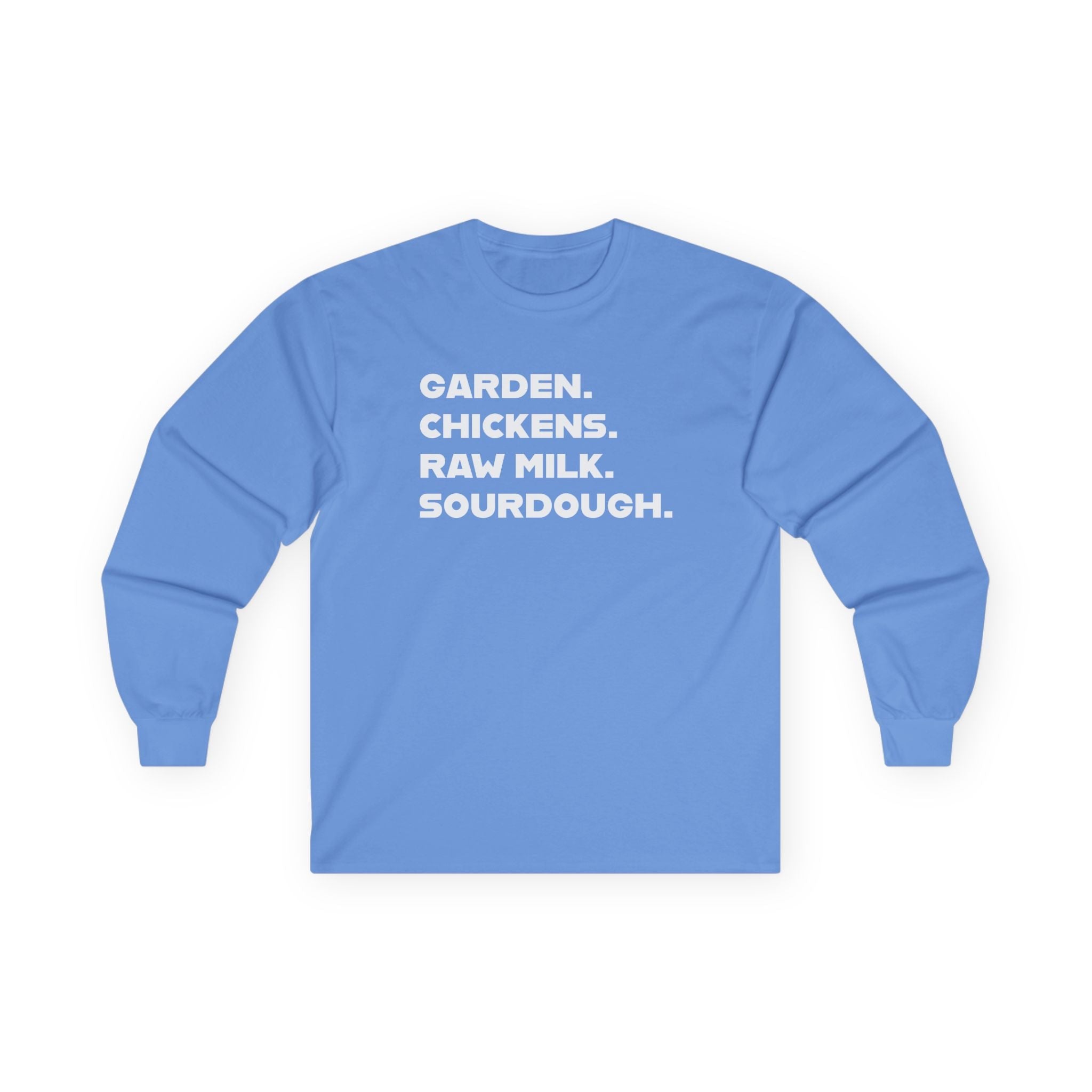 Homestead Women's Long Sleeve - GRADEN. CHICKEN. RAW MILK. SOURDOUGH. | Long - sleeve by atgodanddesigns