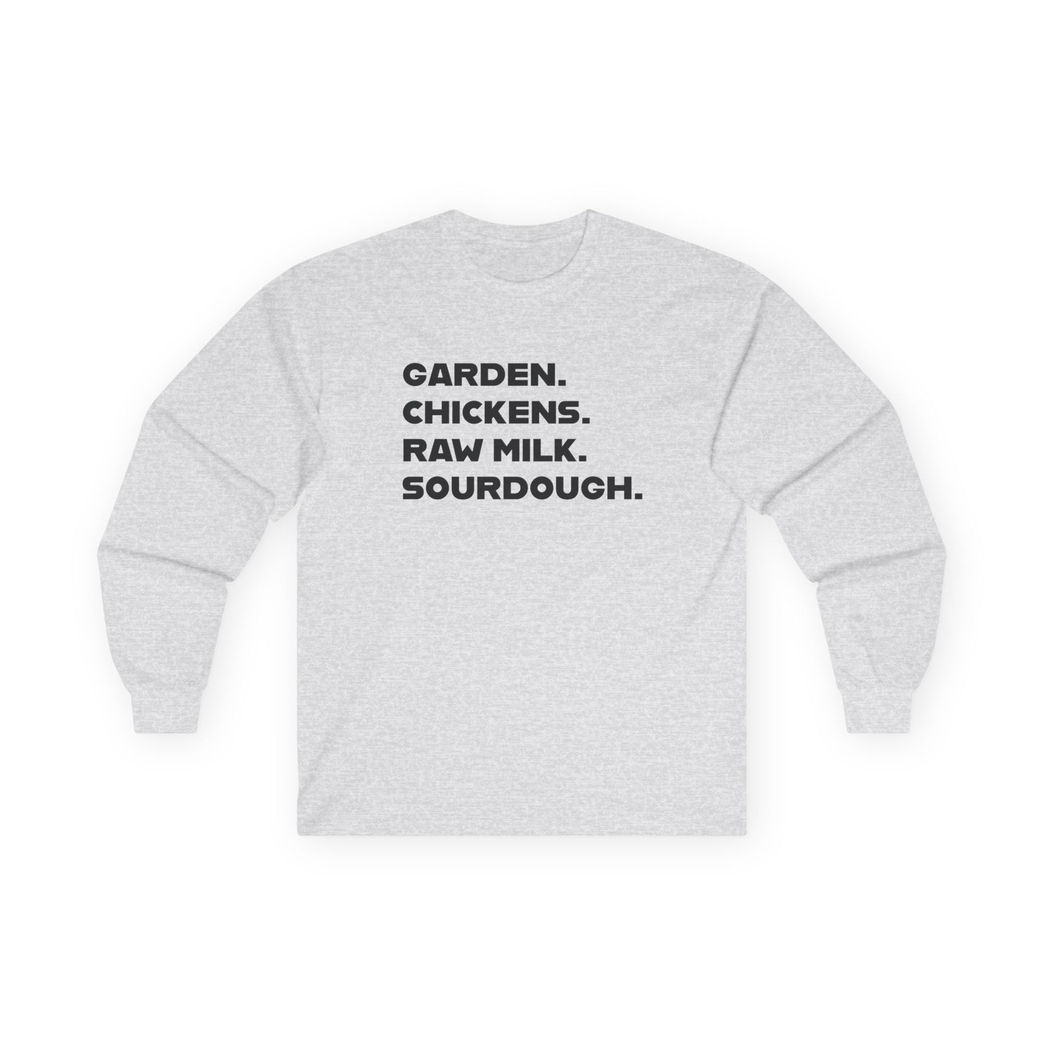 Homestead Women's Long Sleeve - GRADEN. CHICKEN. RAW MILK. SOURDOUGH. | Long - sleeve by atgodanddesigns