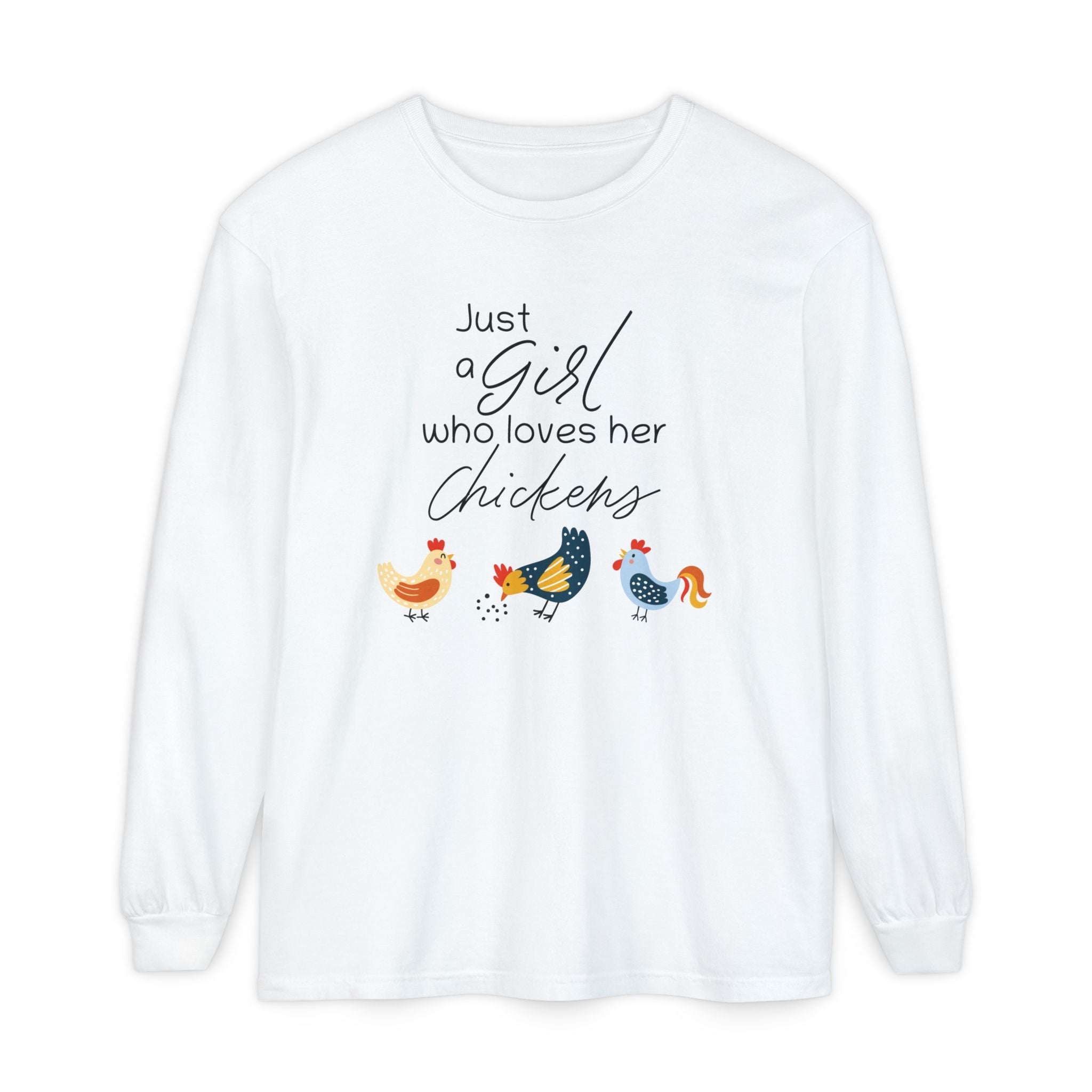 Homestead Women's Long Sleeve - Just A Girl Who Loves Her Chickens | Long - sleeve by atgodanddesigns