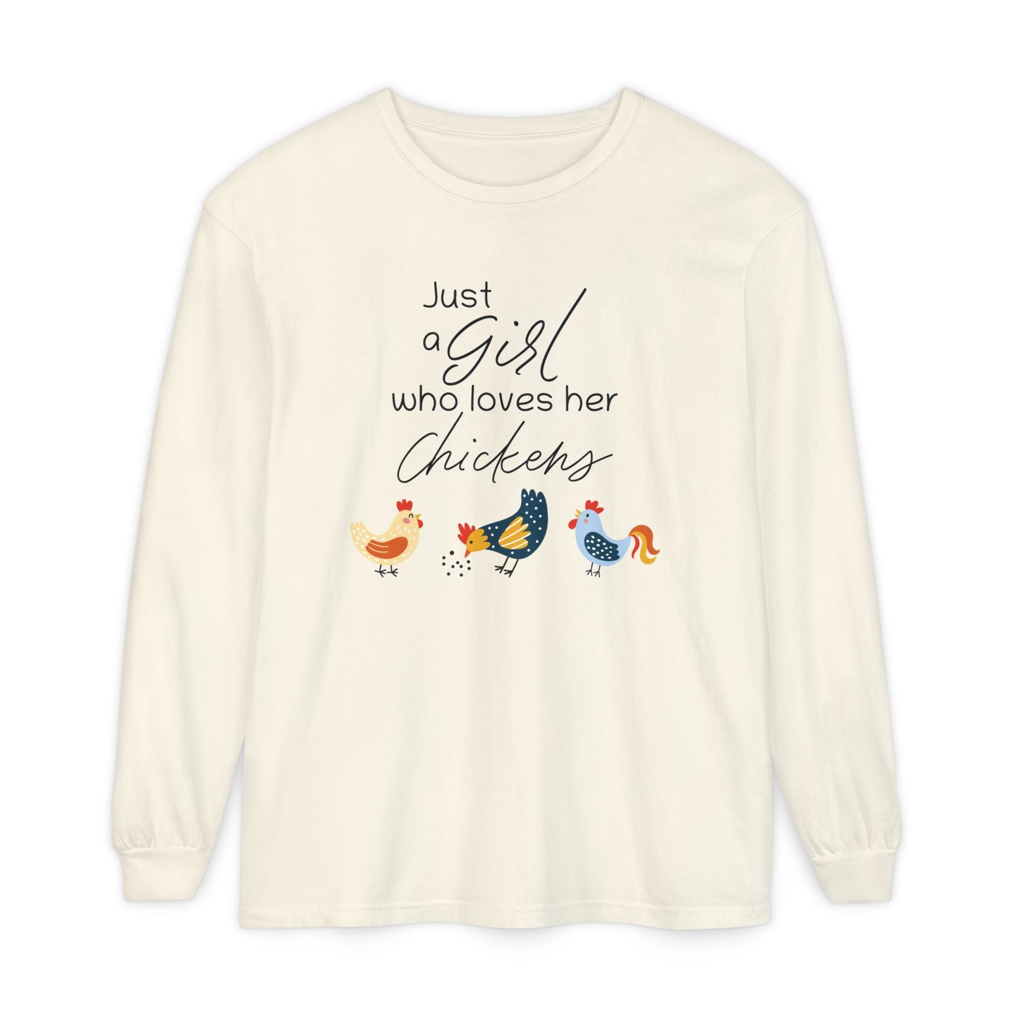 Homestead Women's Long Sleeve - Just A Girl Who Loves Her Chickens | Long - sleeve by atgodanddesigns