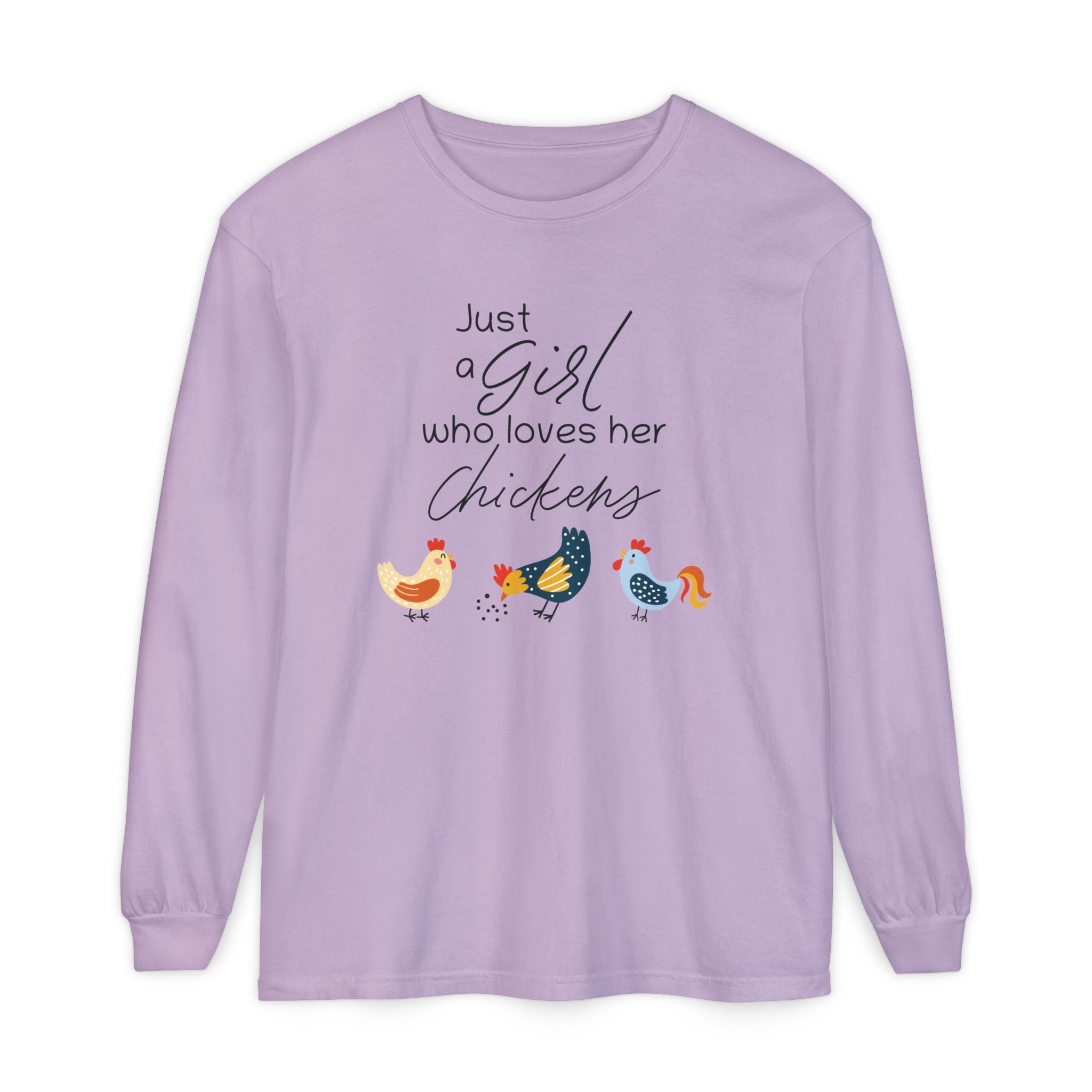Homestead Women's Long Sleeve - Just A Girl Who Loves Her Chickens | Long - sleeve by atgodanddesigns
