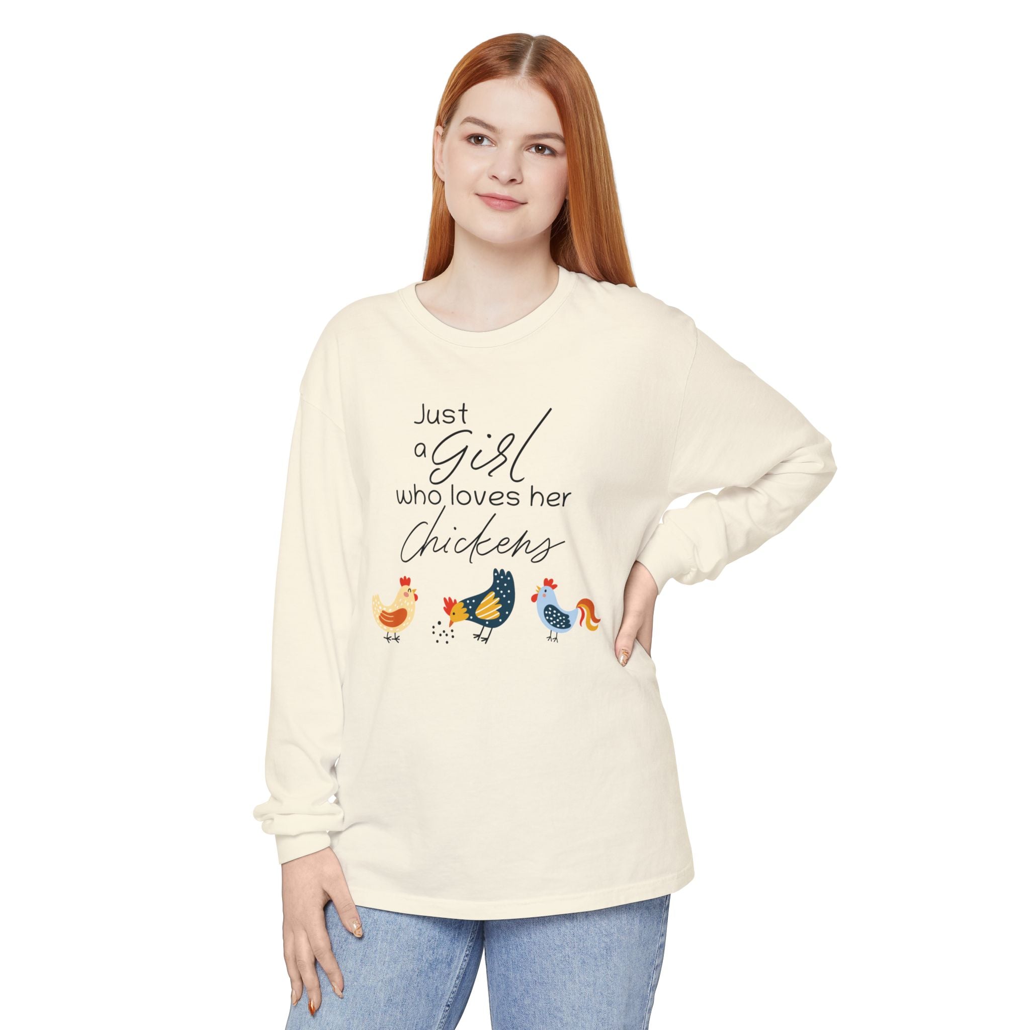 Homestead Women's Long Sleeve - Just A Girl Who Loves Her Chickens | Long - sleeve by atgodanddesigns