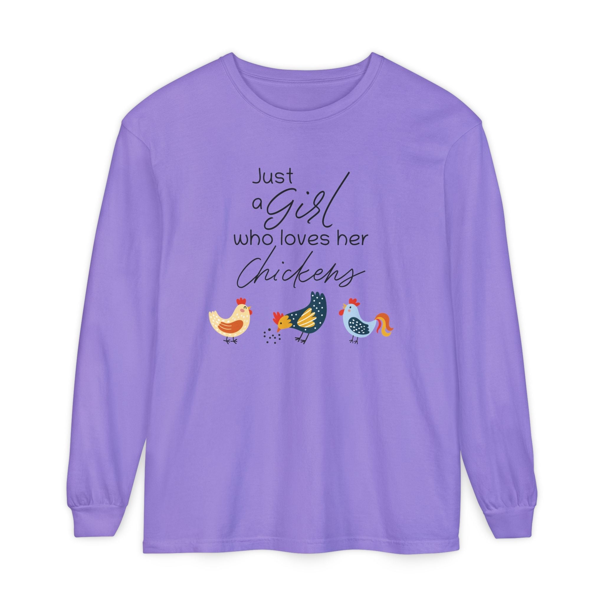 Homestead Women's Long Sleeve - Just A Girl Who Loves Her Chickens | Long - sleeve by atgodanddesigns