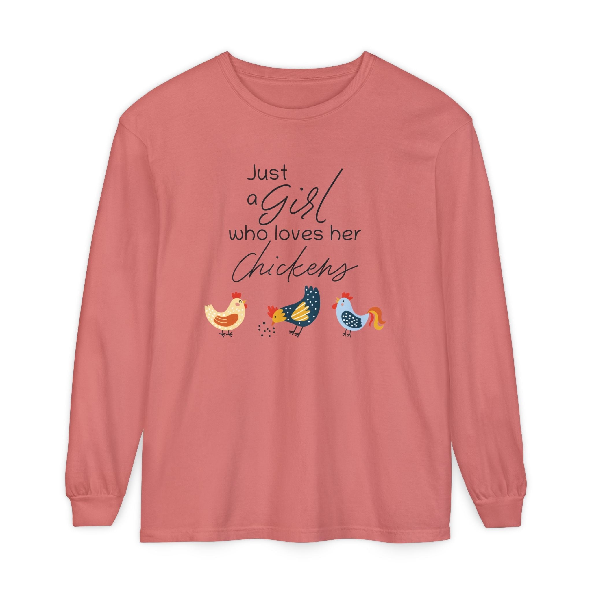Homestead Women's Long Sleeve - Just A Girl Who Loves Her Chickens | Long - sleeve by atgodanddesigns