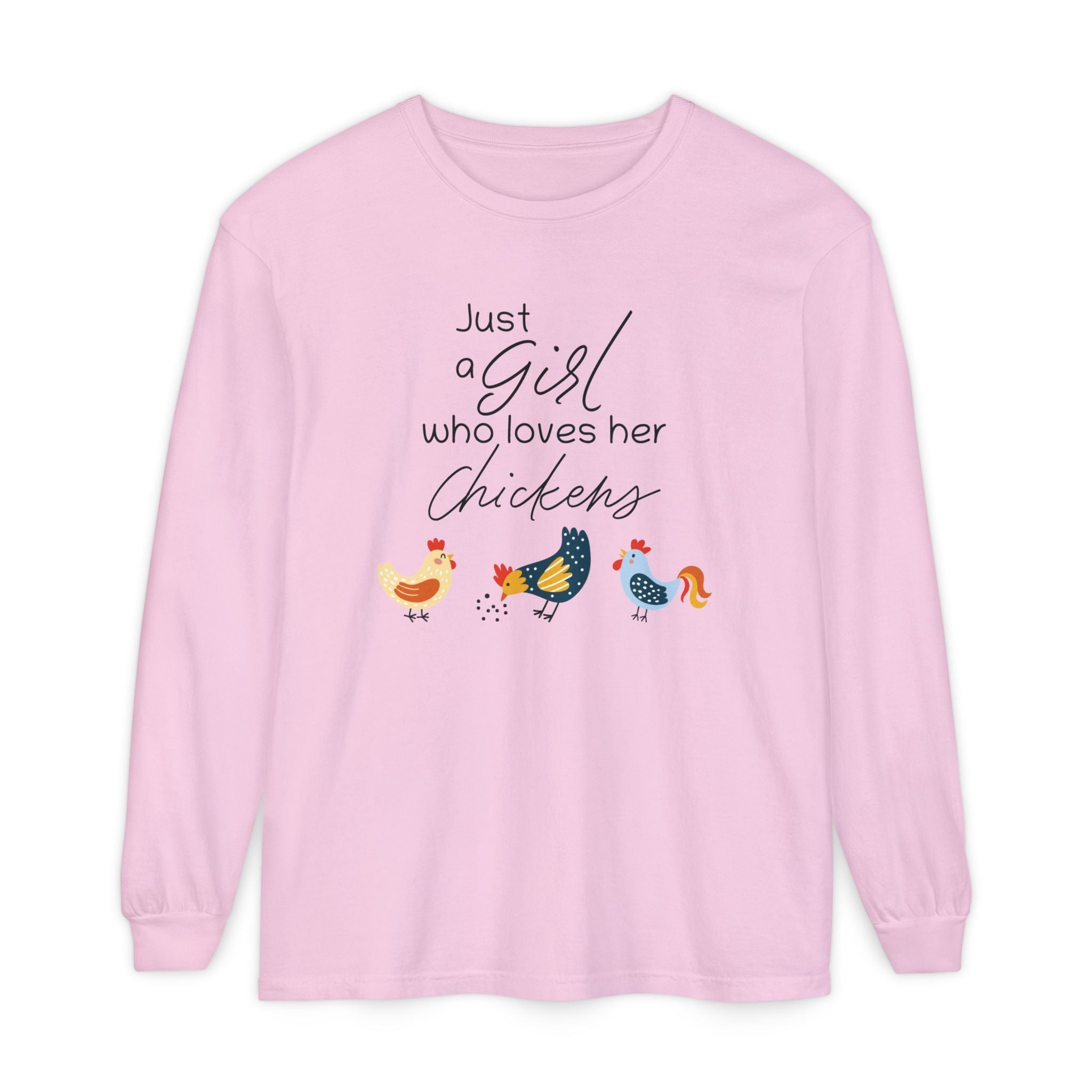 Homestead Women's Long Sleeve - Just A Girl Who Loves Her Chickens | Long - sleeve by atgodanddesigns