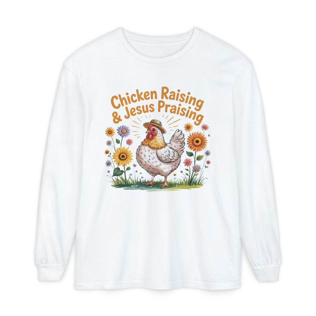 Homestead Women's Long Sleeve - Raising Chickens & Jesus Praising | Long - sleeve by atgodanddesigns