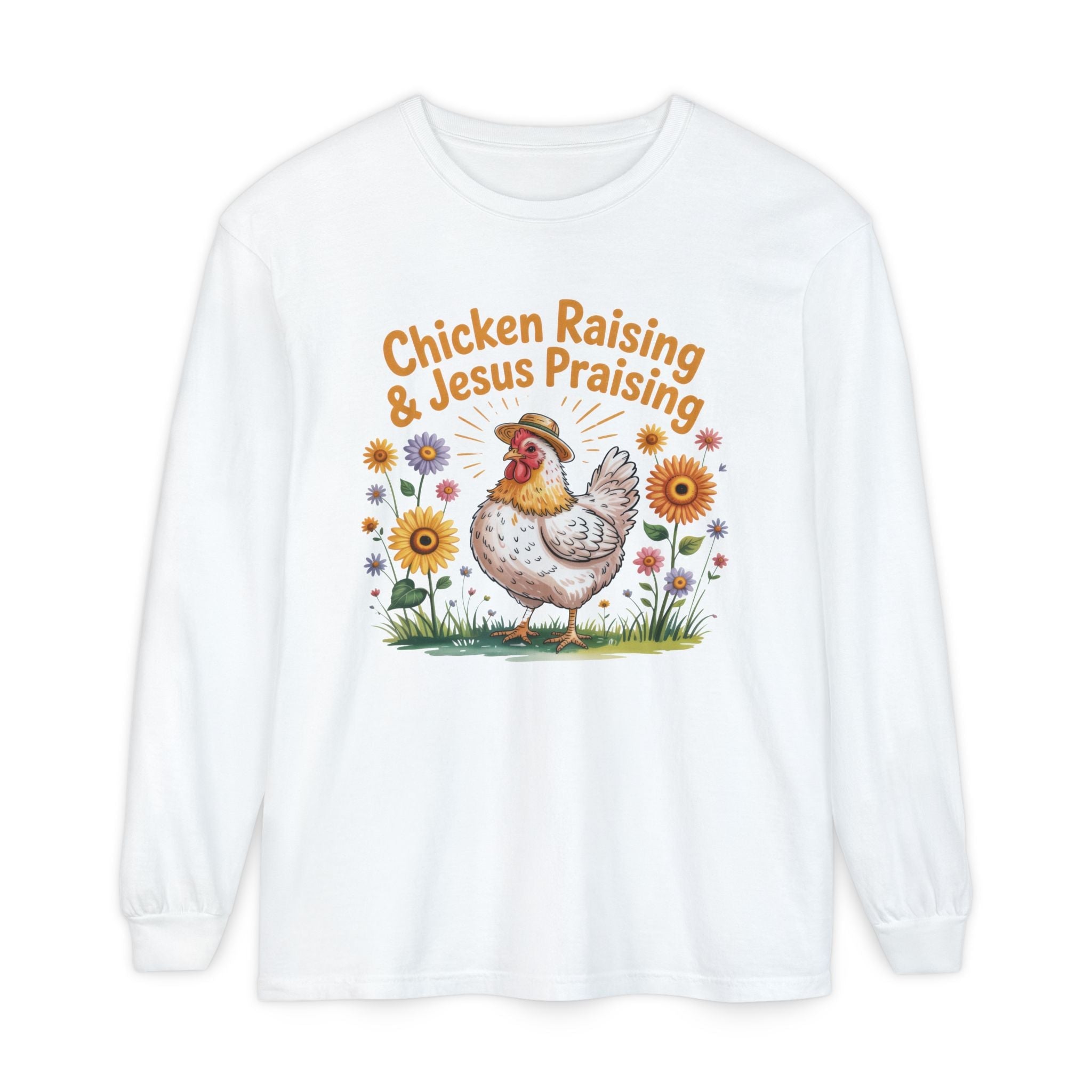 Homestead Women's Long Sleeve - Raising Chickens & Jesus Praising | Long - sleeve by atgodanddesigns
