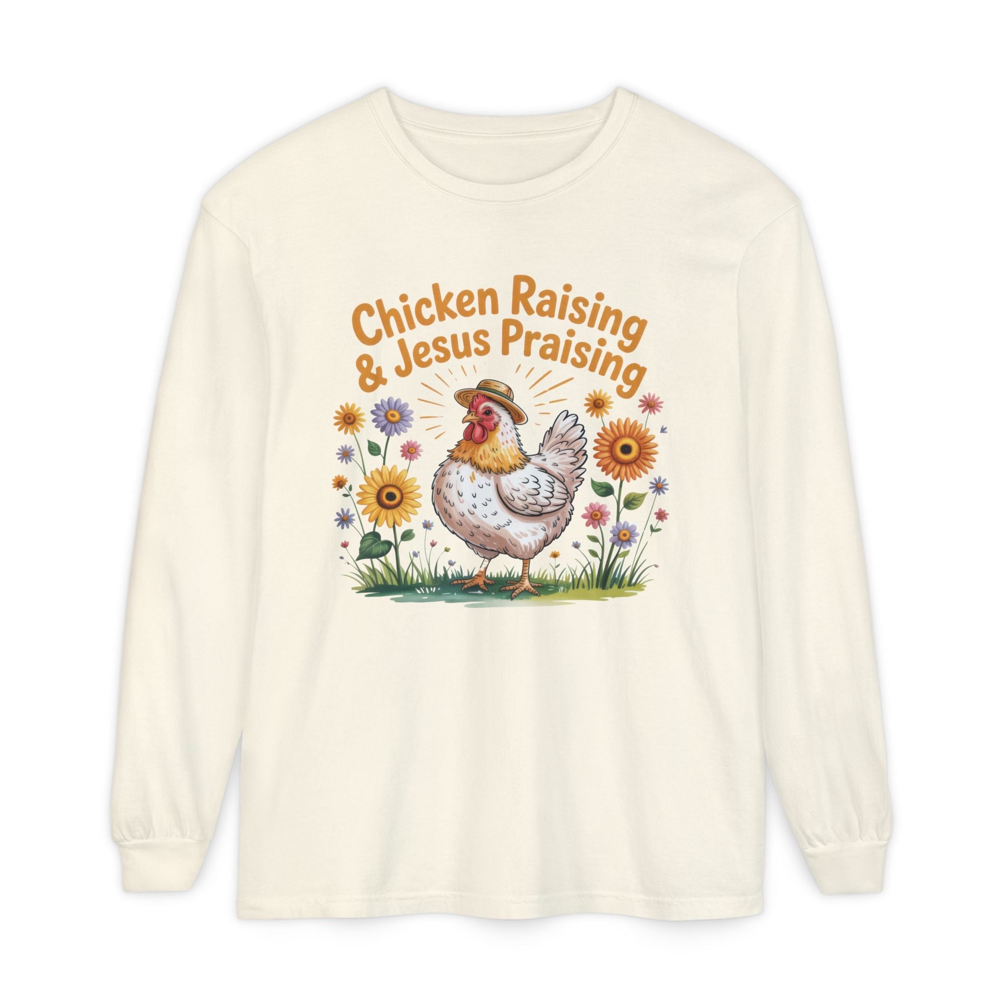 Homestead Women's Long Sleeve - Raising Chickens & Jesus Praising | Long - sleeve by atgodanddesigns