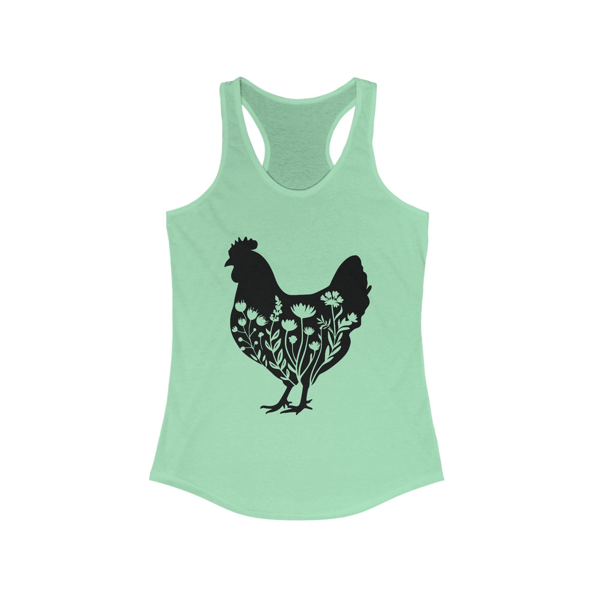 Homestead Women's Racerback Tank - Floral Chicken | Tank Top by atgodanddesigns