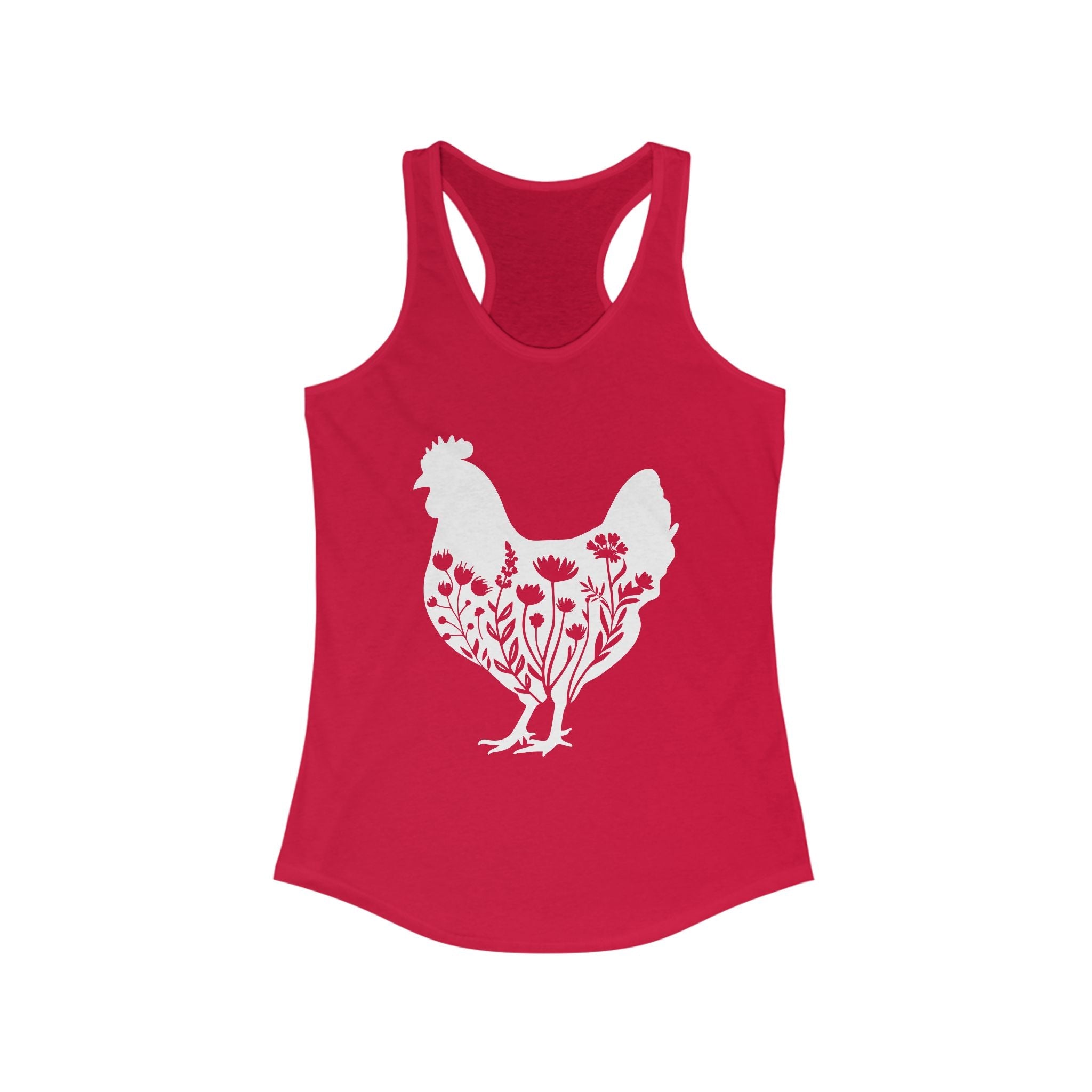 Homestead Women's Racerback Tank - Floral Chicken | Tank Top by atgodanddesigns