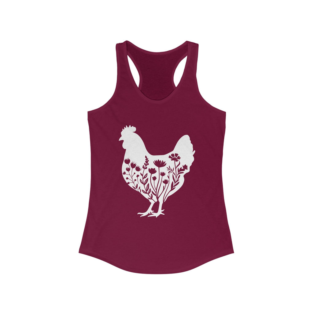Homestead Women's Racerback Tank - Floral Chicken | Tank Top by atgodanddesigns