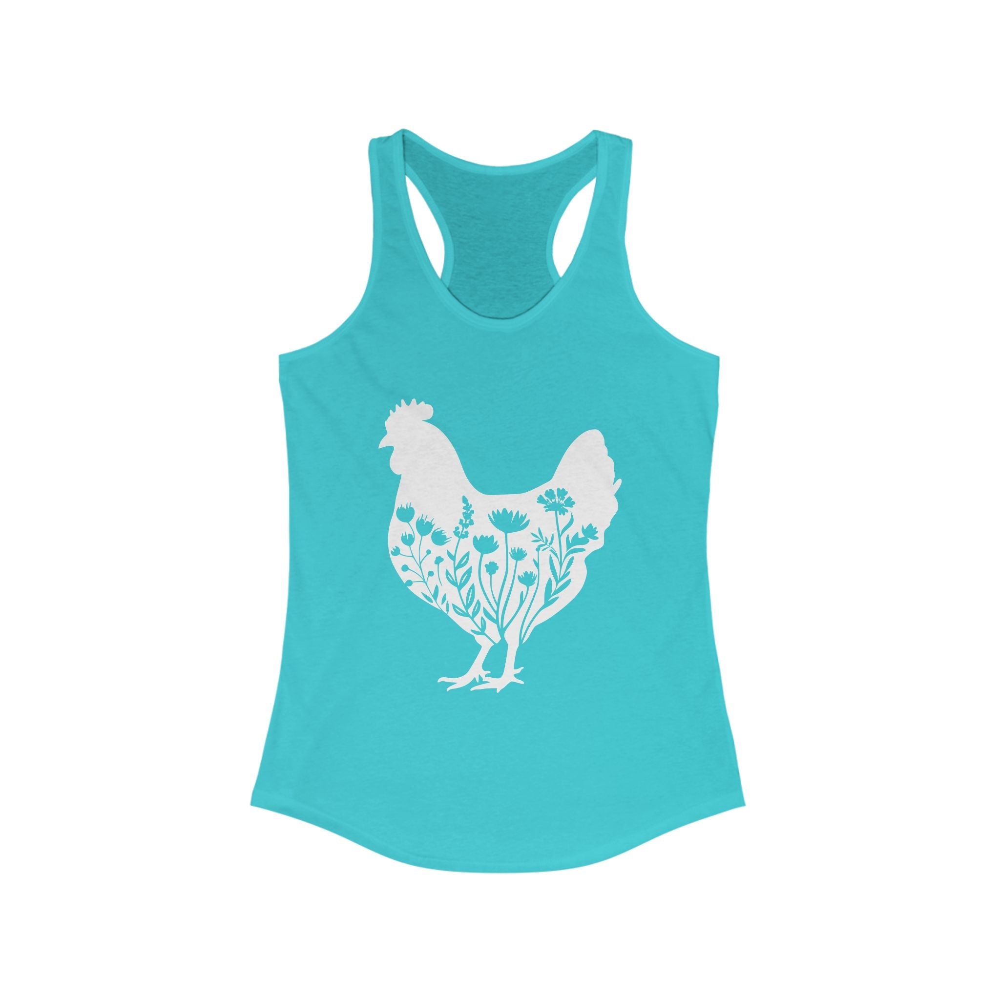 Homestead Women's Racerback Tank - Floral Chicken | Tank Top by atgodanddesigns