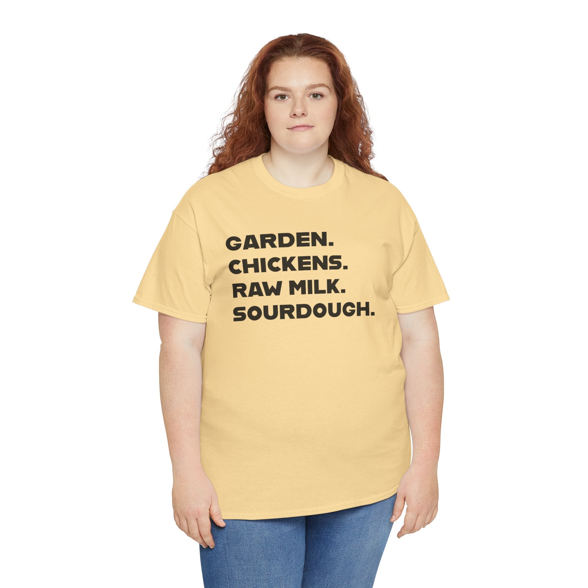 Homestead Women's T-Shirt - Garden, Chickens, Raw Milk, Sourdough | T-Shirt by atgodanddesigns