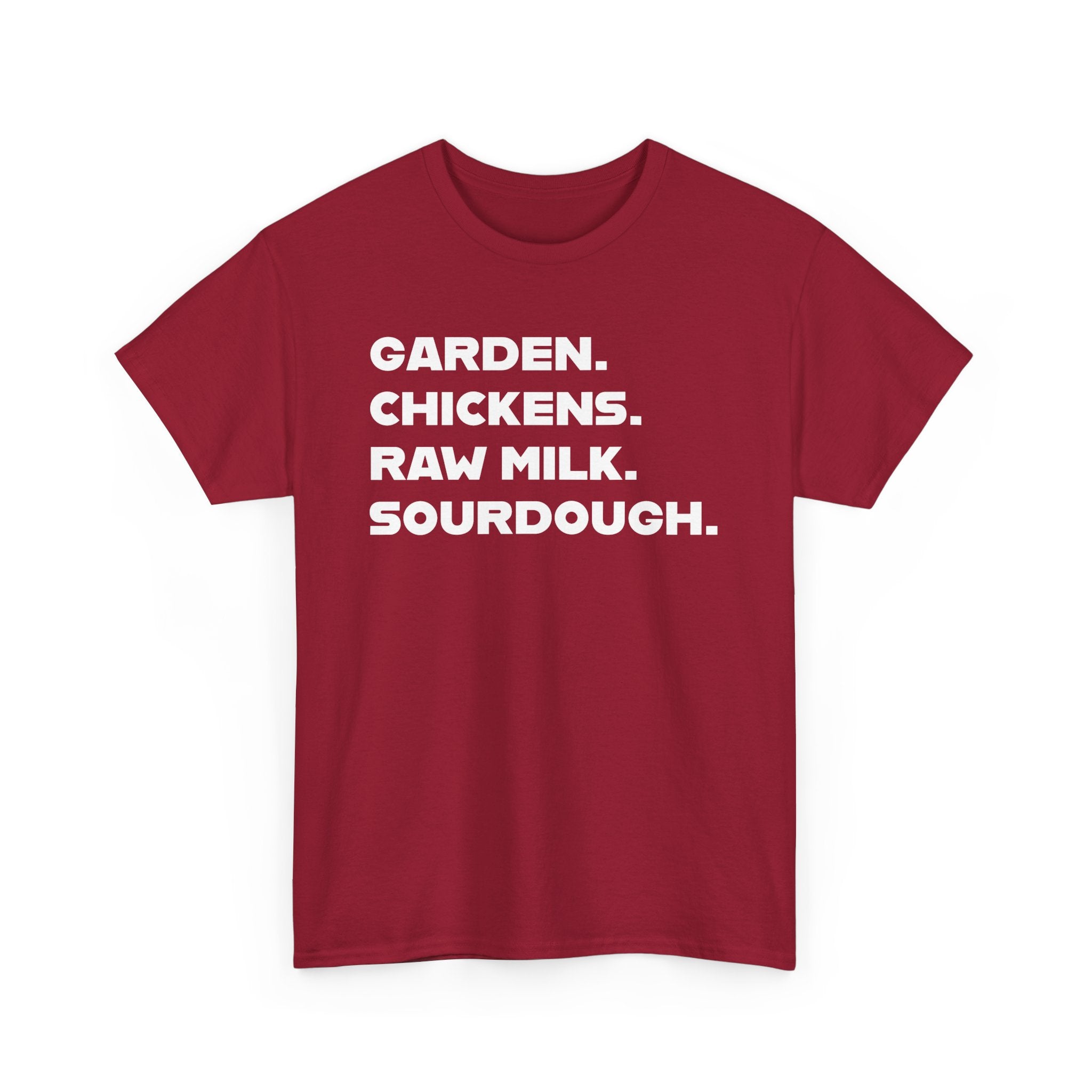 Homestead Women's T-Shirt - Garden, Chickens, Raw Milk, Sourdough | T-Shirt by atgodanddesigns