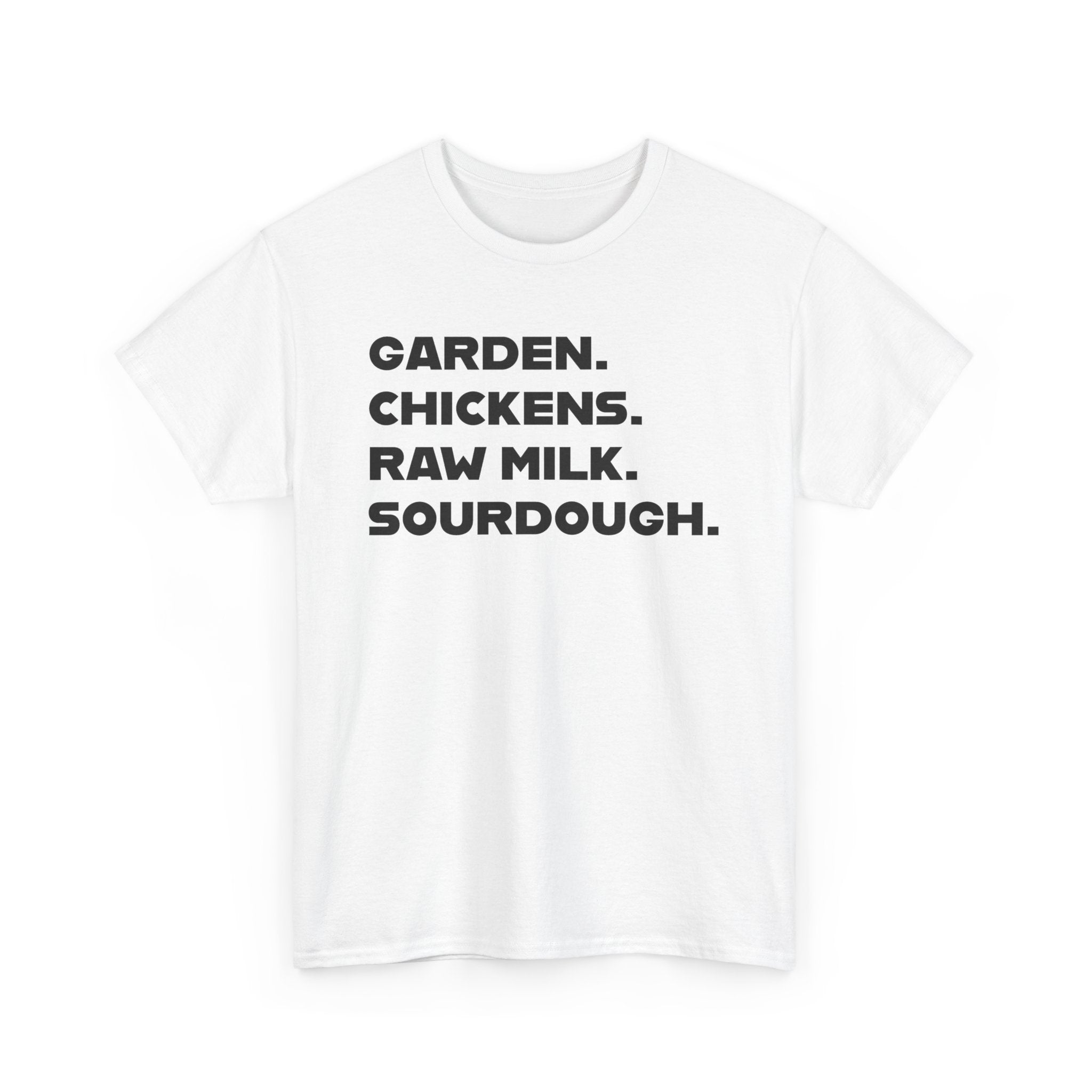 Homestead Women's T-Shirt - Garden, Chickens, Raw Milk, Sourdough | T-Shirt by atgodanddesigns