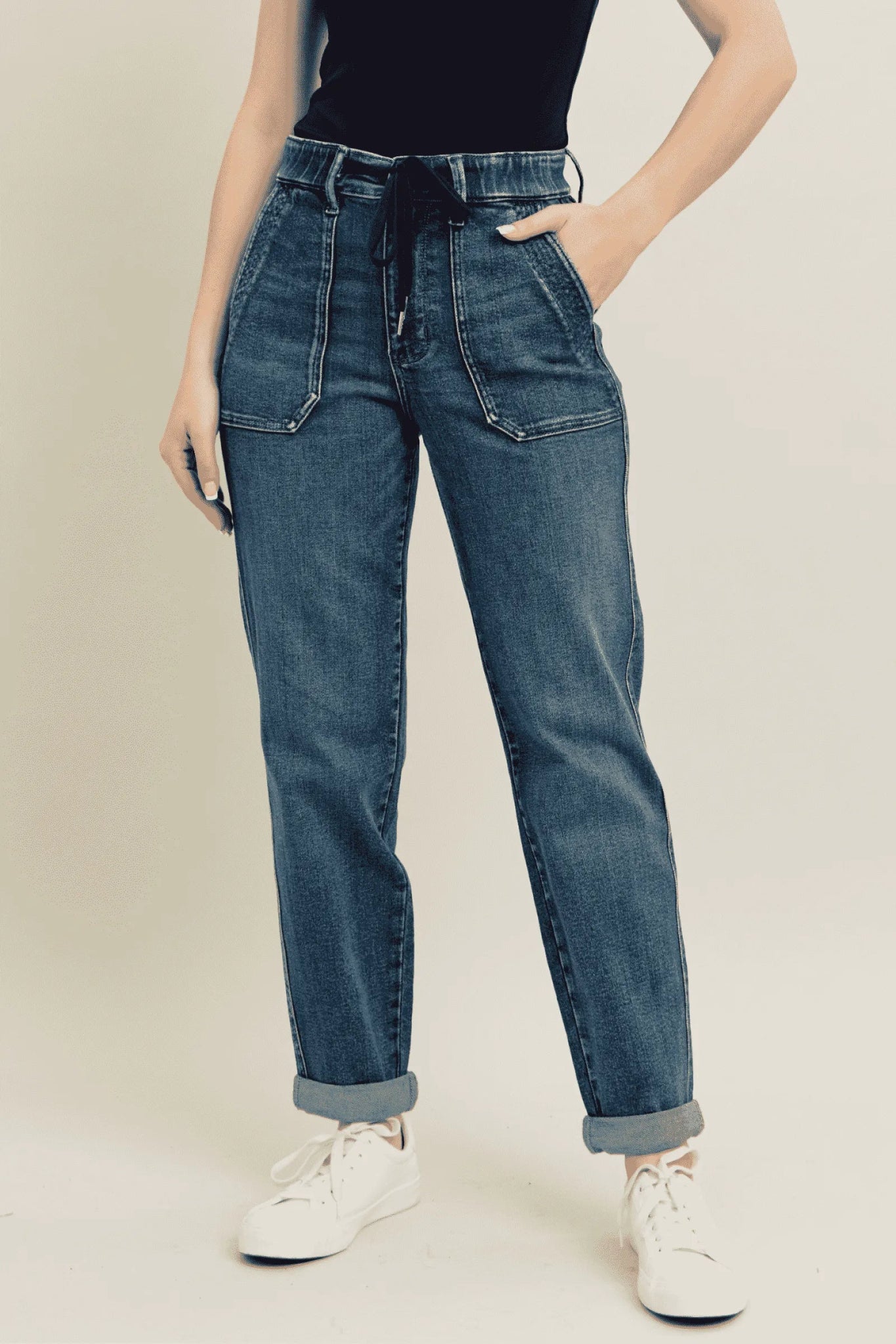 Judy Blue Full Size HW Vintage Wash Jeans w/ Drawstring Plus Size | by atgodanddesigns
