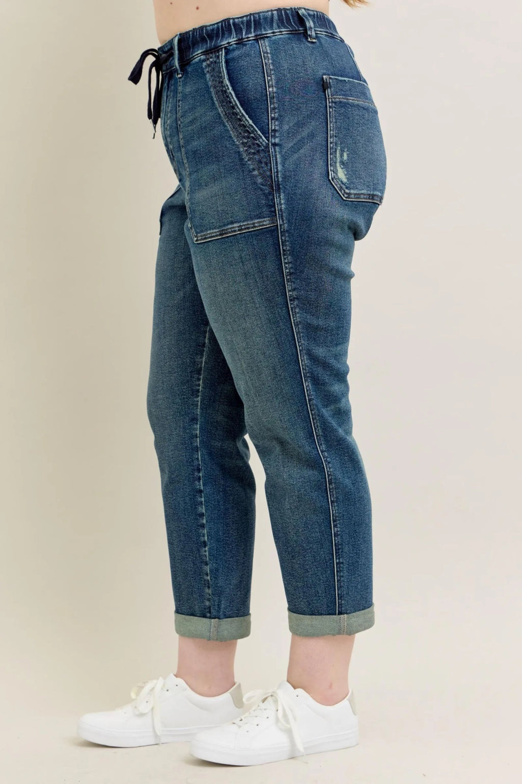 Judy Blue Full Size HW Vintage Wash Jeans w/ Drawstring Plus Size | by atgodanddesigns