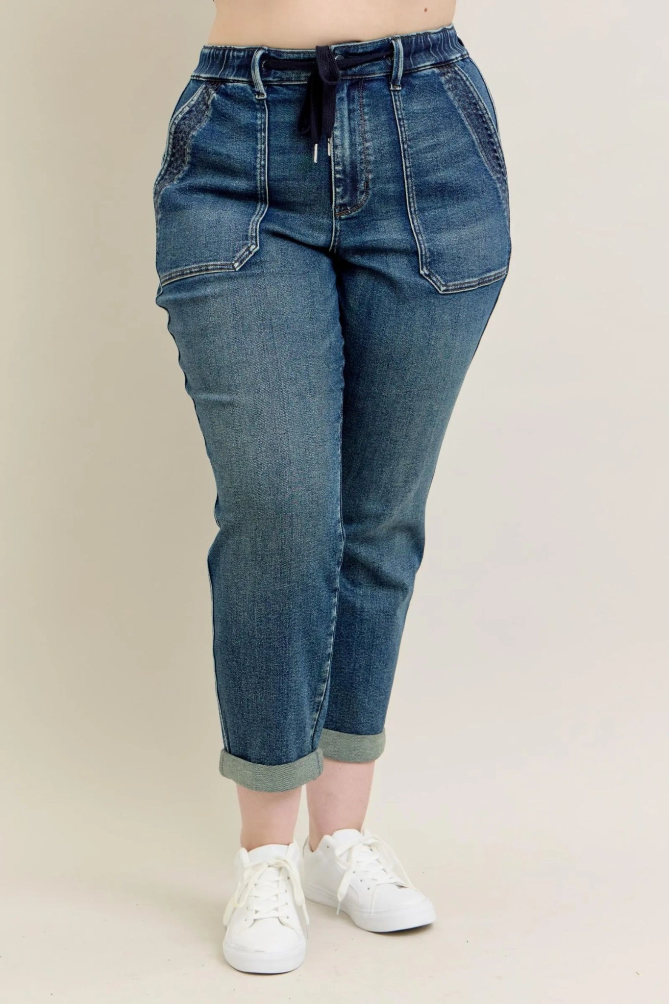 Judy Blue Full Size HW Vintage Wash Jeans w/ Drawstring Plus Size | by atgodanddesigns