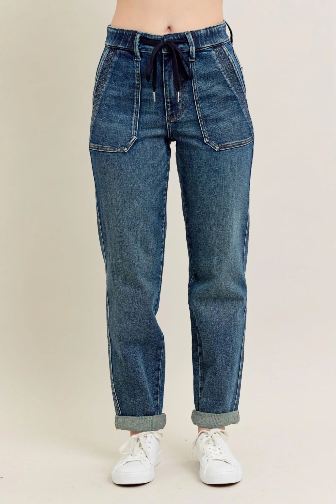 Judy Blue Full Size HW Vintage Wash Jeans w/ Drawstring Plus Size | by atgodanddesigns