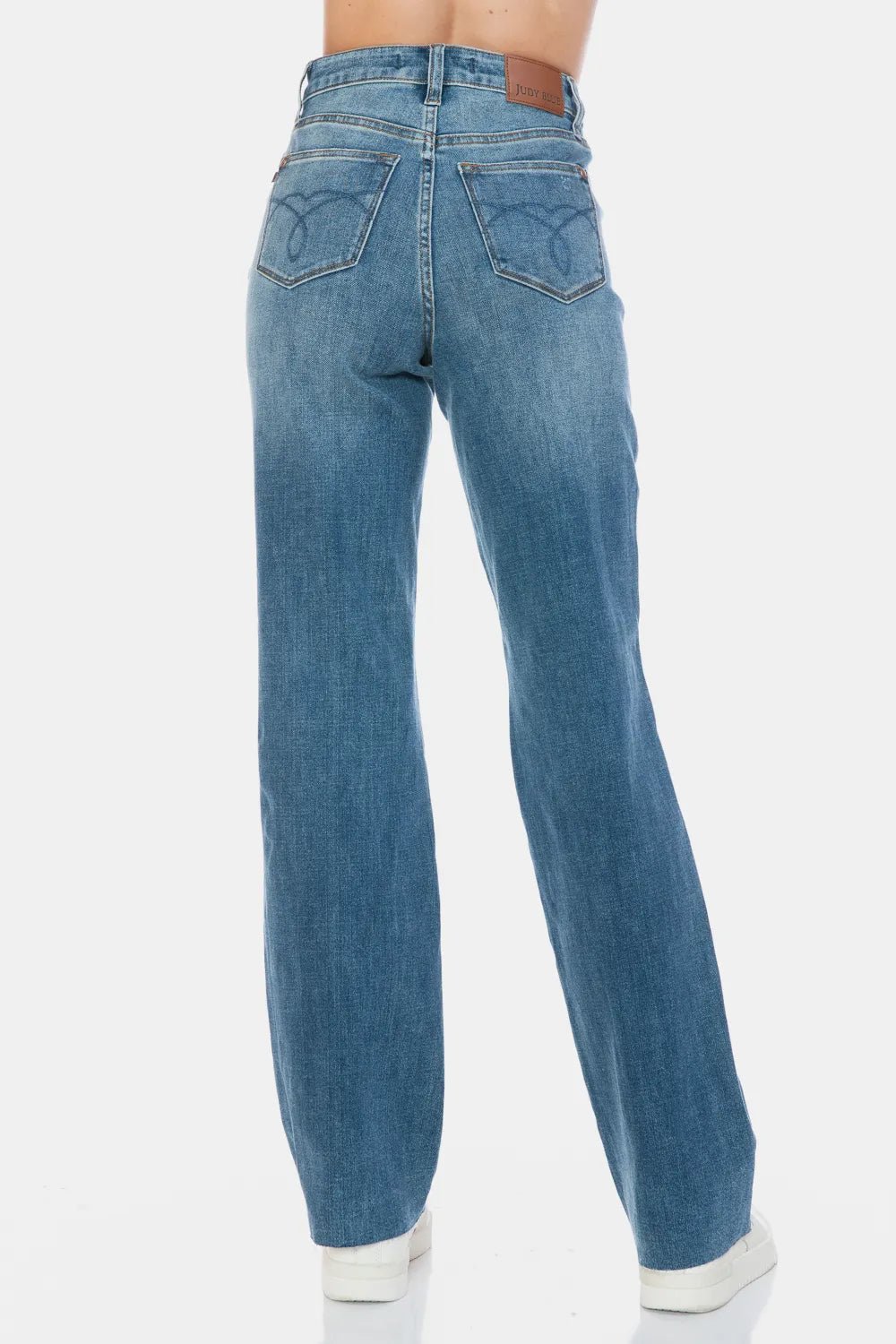 Judy Blue Full Size Tummy Control Cut Raw Hem Straight Jeans | by atgodanddesigns