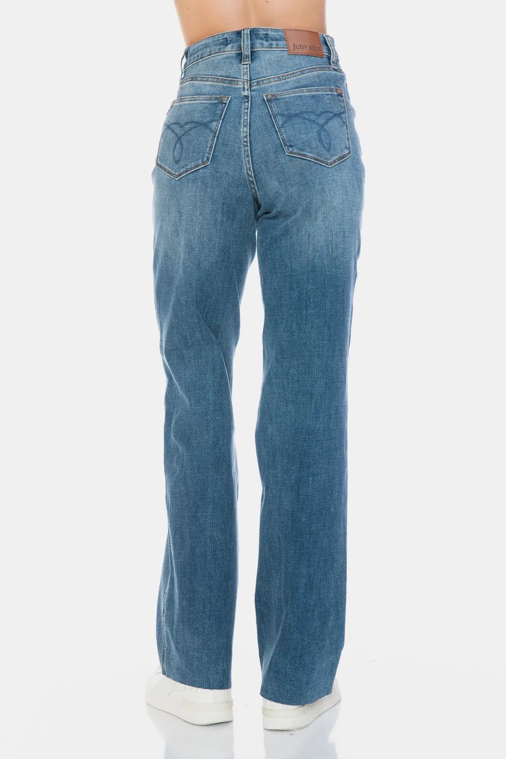 Judy Blue Full Size Tummy Control Cut Raw Hem Straight Jeans | by atgodanddesigns