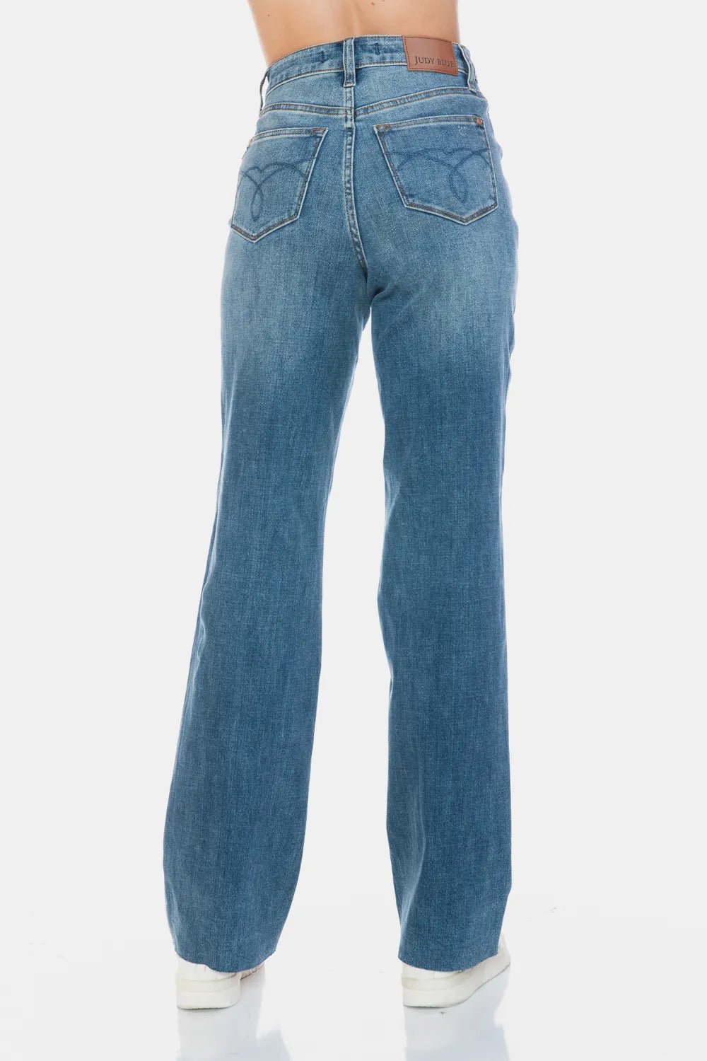 Judy Blue Full Size Tummy Control Cut Raw Hem Straight Jeans | by atgodanddesigns