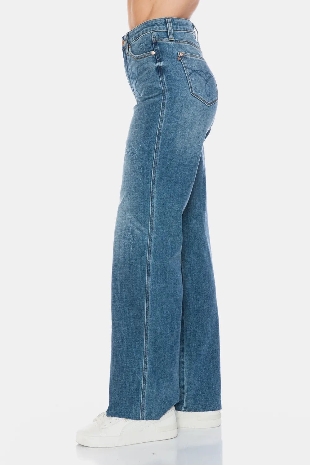 Judy Blue Full Size Tummy Control Cut Raw Hem Straight Jeans | by atgodanddesigns