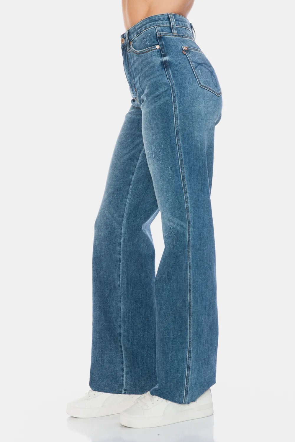 Judy Blue Full Size Tummy Control Cut Raw Hem Straight Jeans | by atgodanddesigns