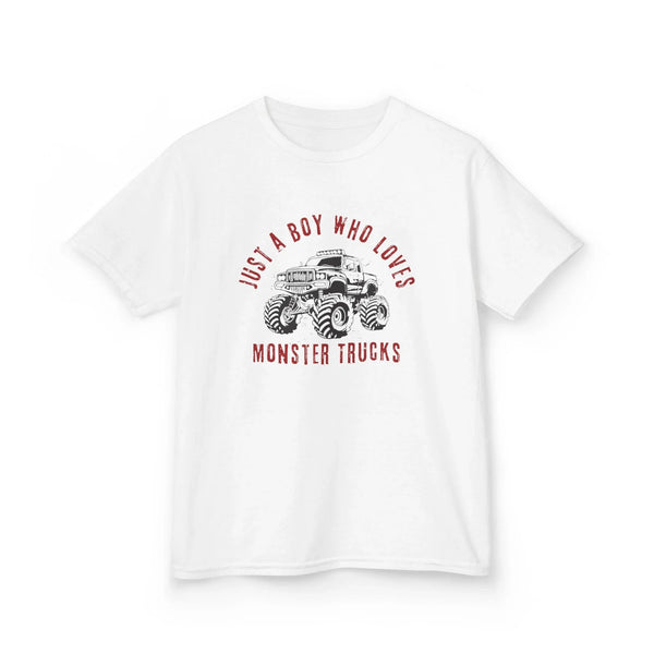 Kids Graphic T-Shirt - Just A Boy Who Loves Monster Trucks | Kids clothes by atgodanddesigns
