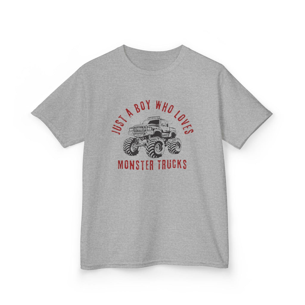 Kids Graphic T-Shirt - Just A Boy Who Loves Monster Trucks | Kids clothes by atgodanddesigns