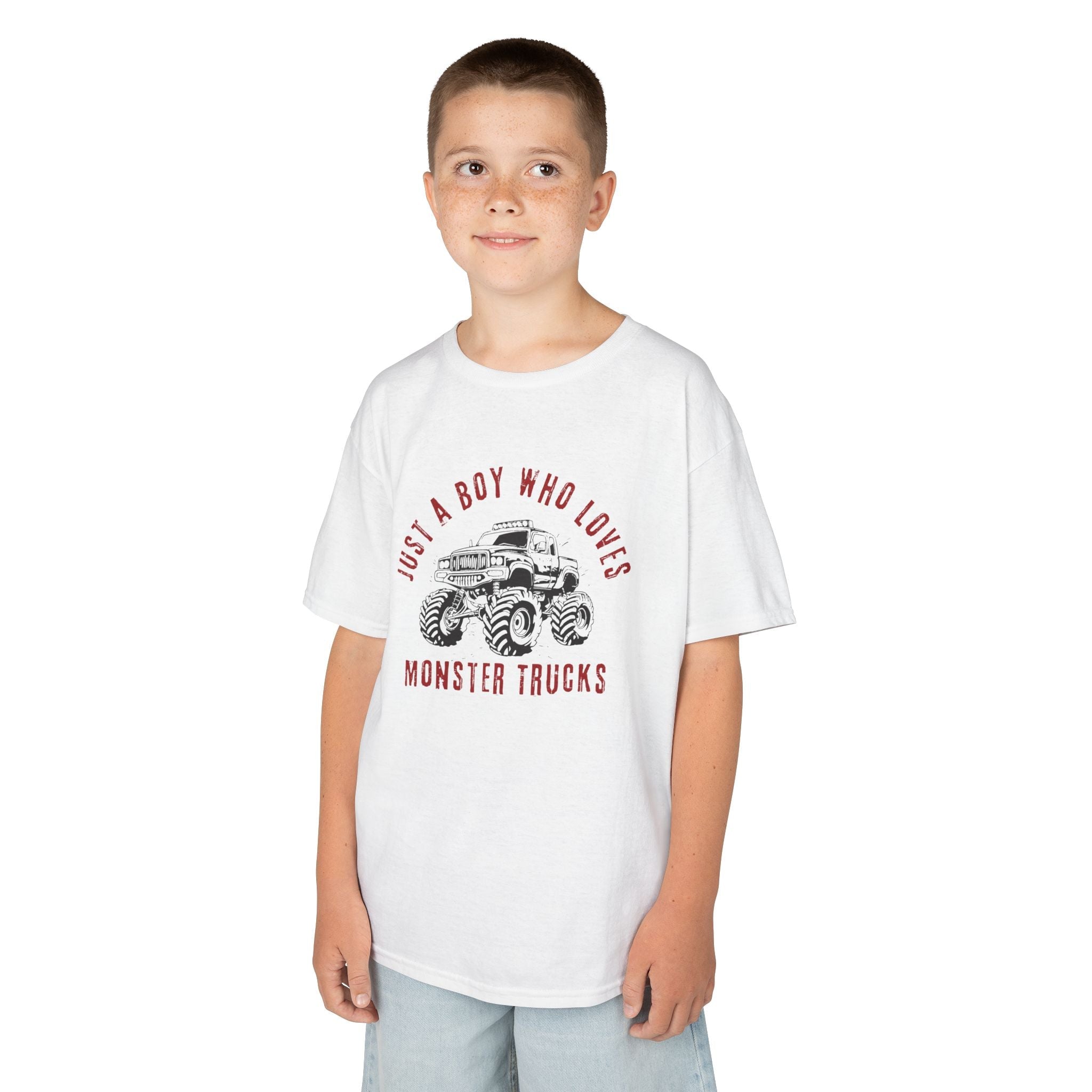 Kids Graphic T-Shirt - Just A Boy Who Loves Monster Trucks | Kids clothes by atgodanddesigns